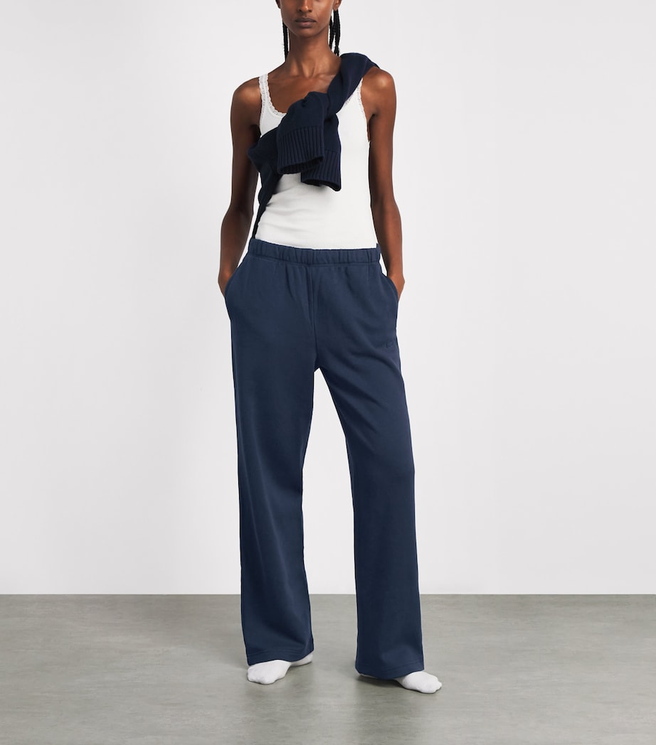 Skims Womens Cotton-Blend Fleece Straight Sweatpants Navy Image 2
