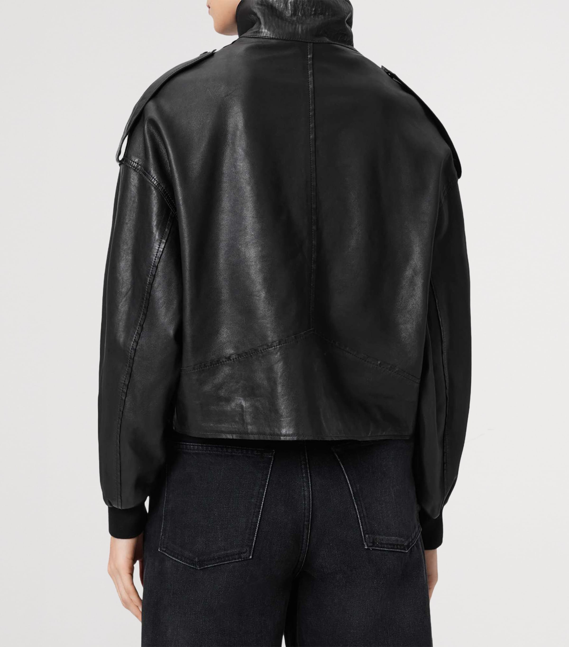 AllSaints Womens Lowden Leather Jacket Black Image 6