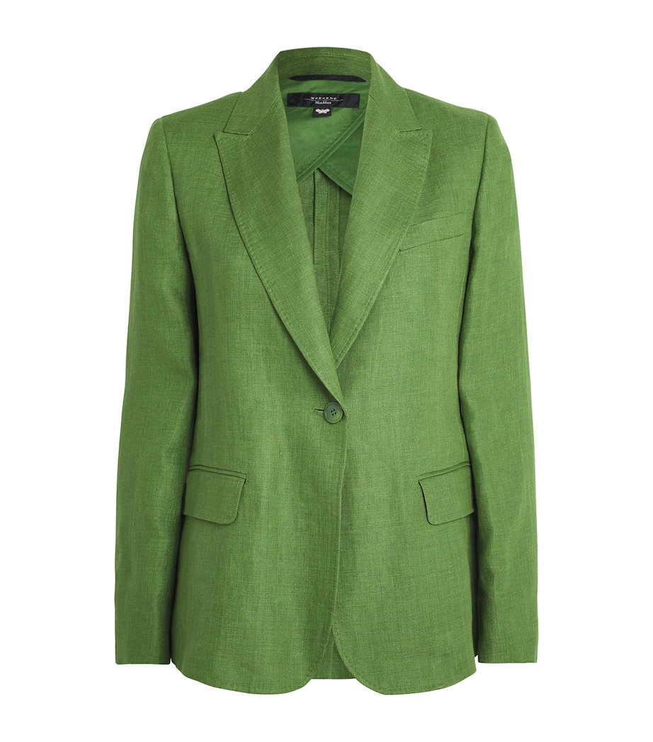 Linen Single-Breasted Blazer GREEN Image 1