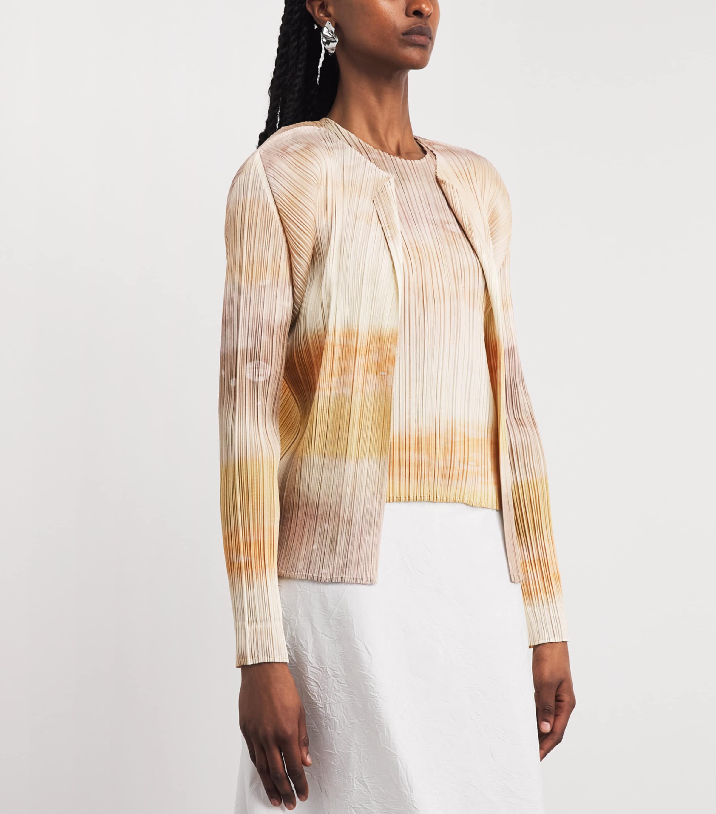 Pleats Please Issey Miyake Womens Sea Bubble Cardigan Greige Image 4