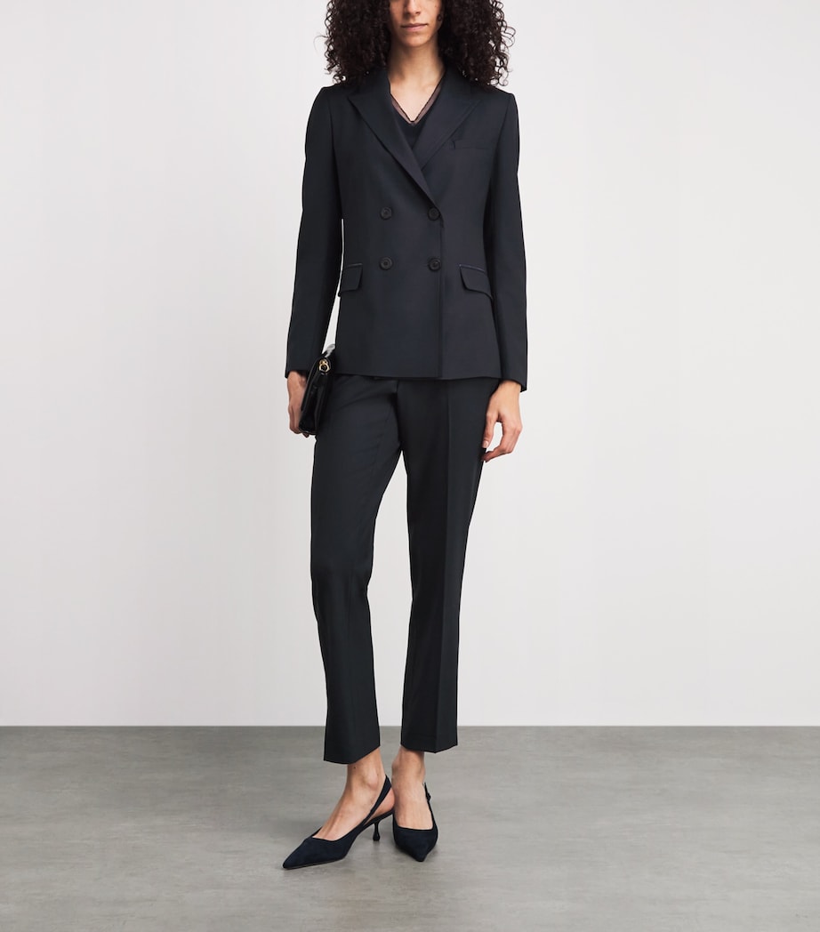 Fabiana Filippi Womens Wool-Blend Double-Breasted Blazer Blu Notte Image 2
