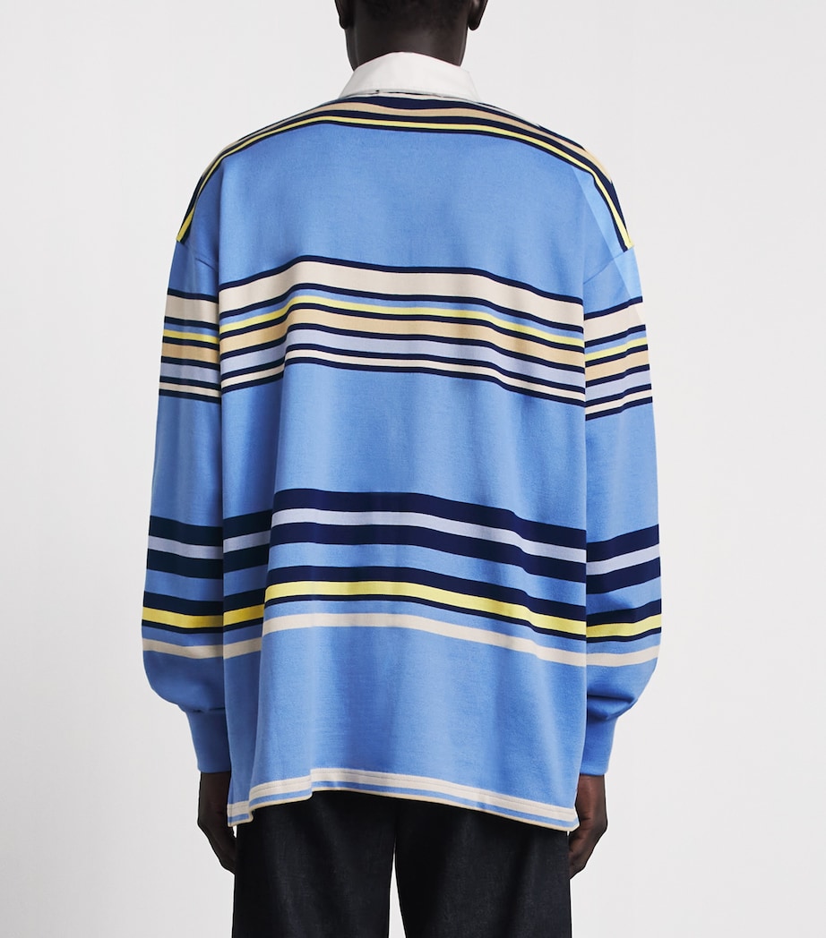 AMIRI Mens Cotton Stripe Polo Shirt Blue Image 5