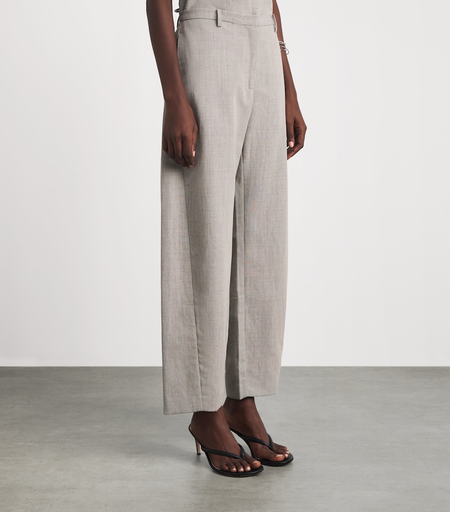 St. Agni Womens Wool-Blend Fine Band Balloon Trousers Pebble Melange Image 4