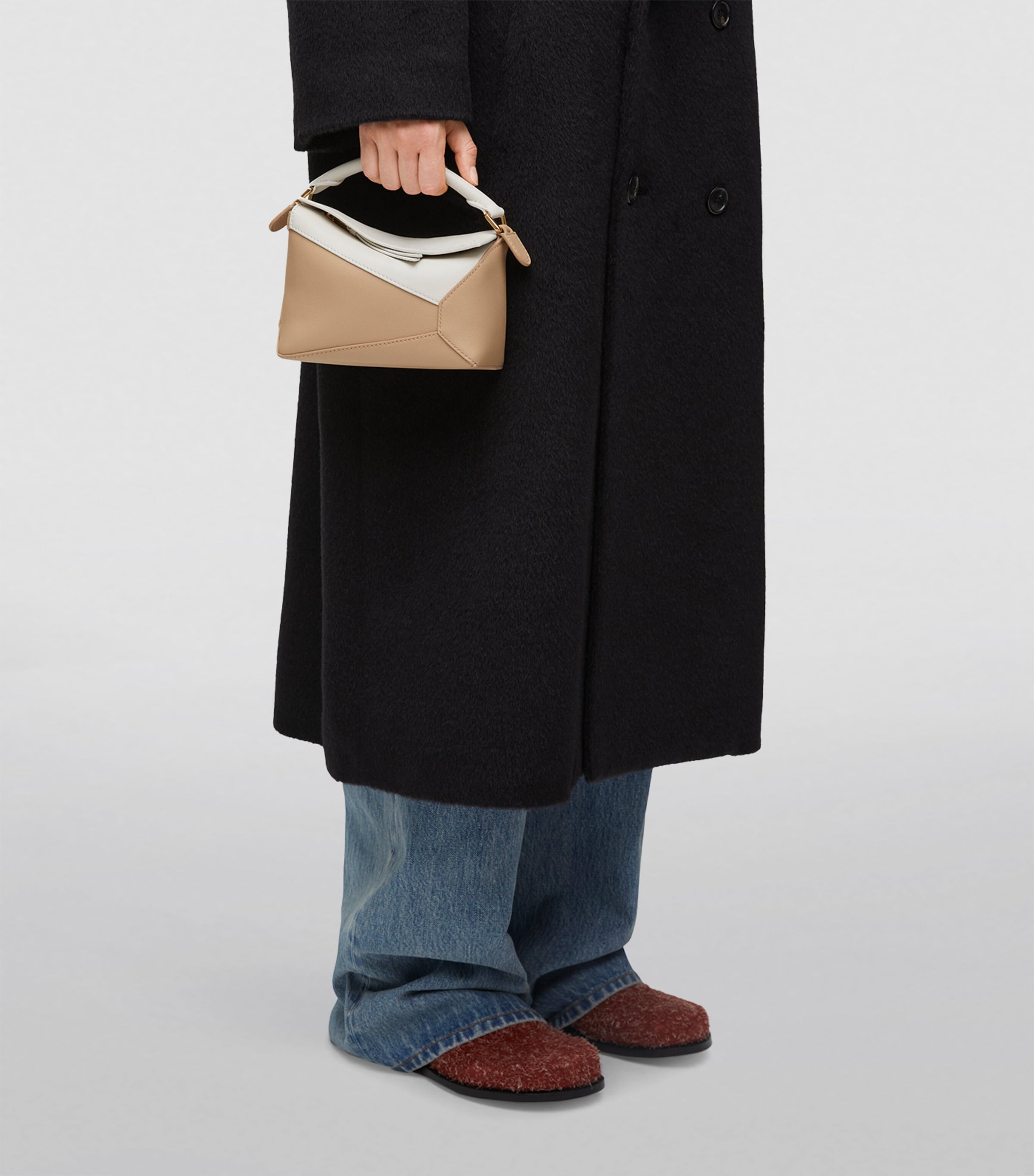 Mini Leather Puzzle Edge Top-Handle Bag SOFT WHITE/PAPER Image 2