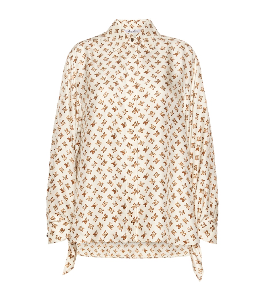 Max Mara Womens Silk Logo-Print Shirt White Image 1