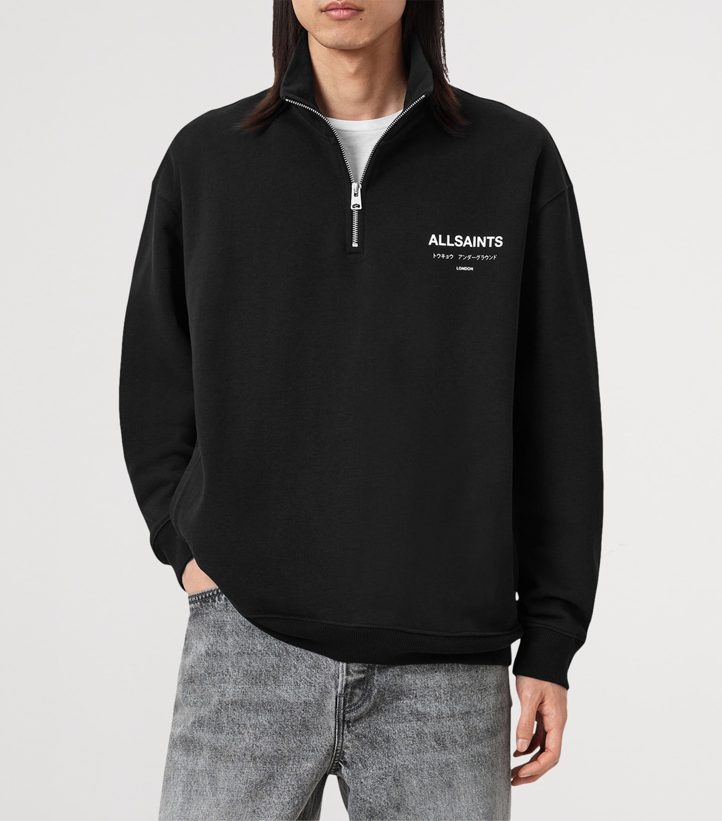 Cotton Underground Half-Zip Sweatshirt JET BLACK Image 4