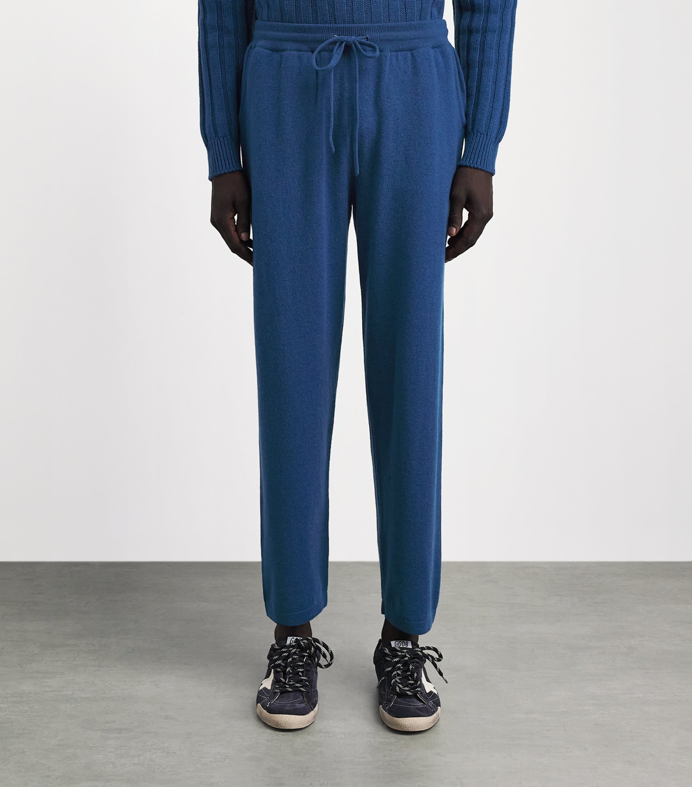 Johnstons Of Elgin Mens Cashmere-Blend Sweatpants Adelphi Blue Image 4