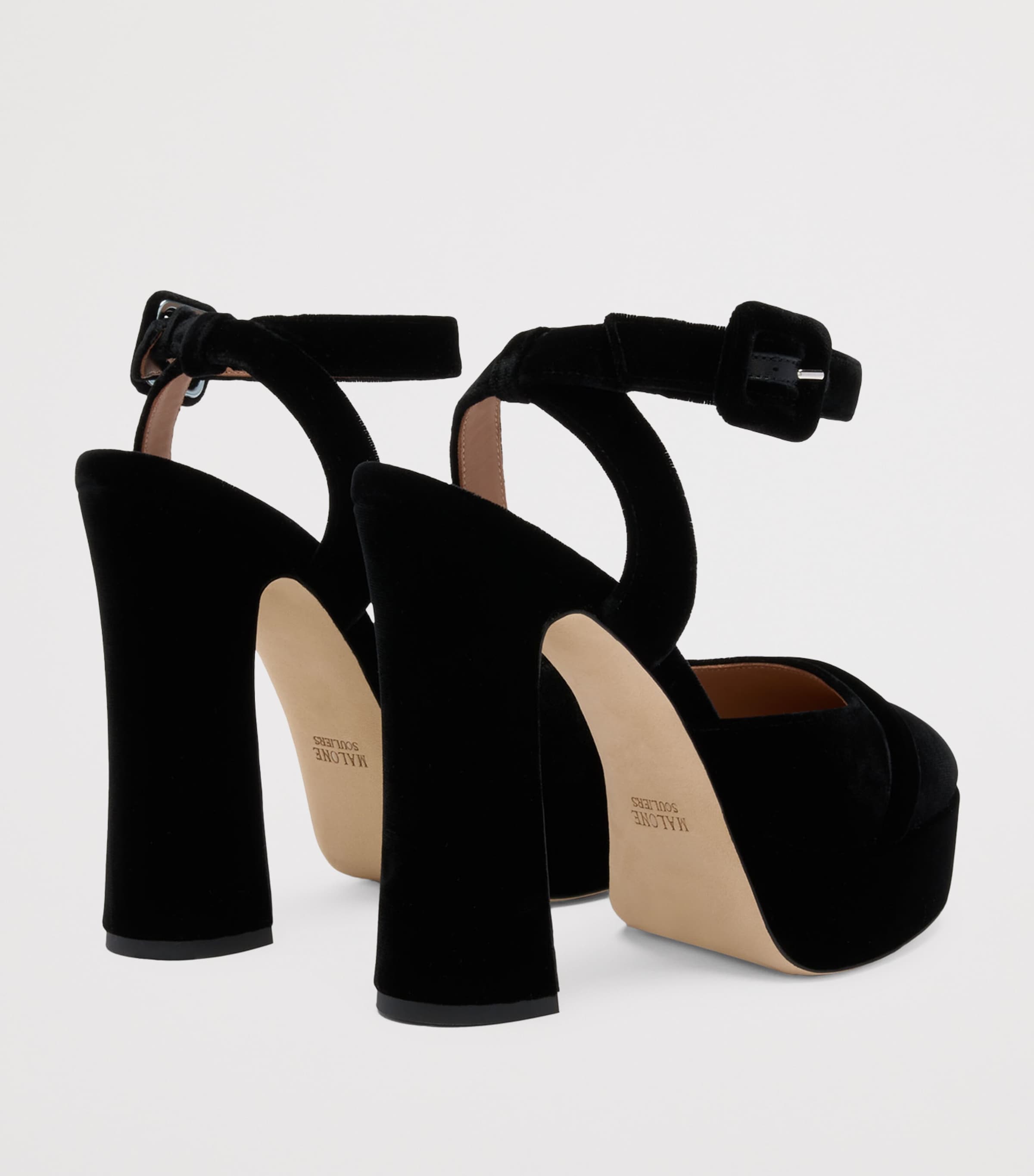 Velvet Mora Buckle Slingback Heels 125 BLACK Image 2