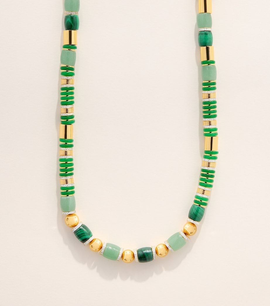 Eddie Borgo Gold-Plated Jade, Malachite and Pavé Crystal Patch Necklace Malachite/new Jade Image 1