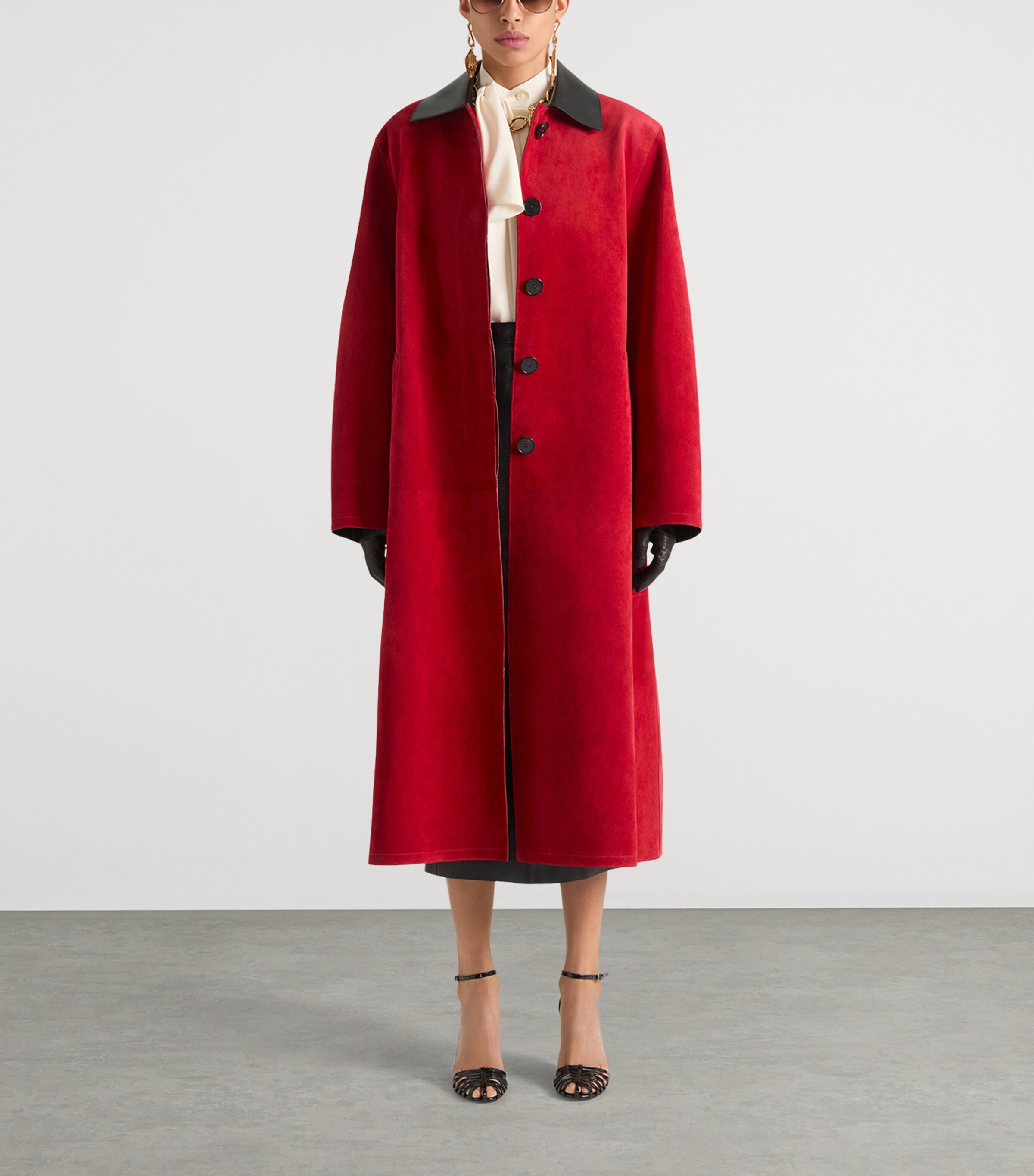 Patent Leather Caged Heeled Sandals 95 BLACK Image 4