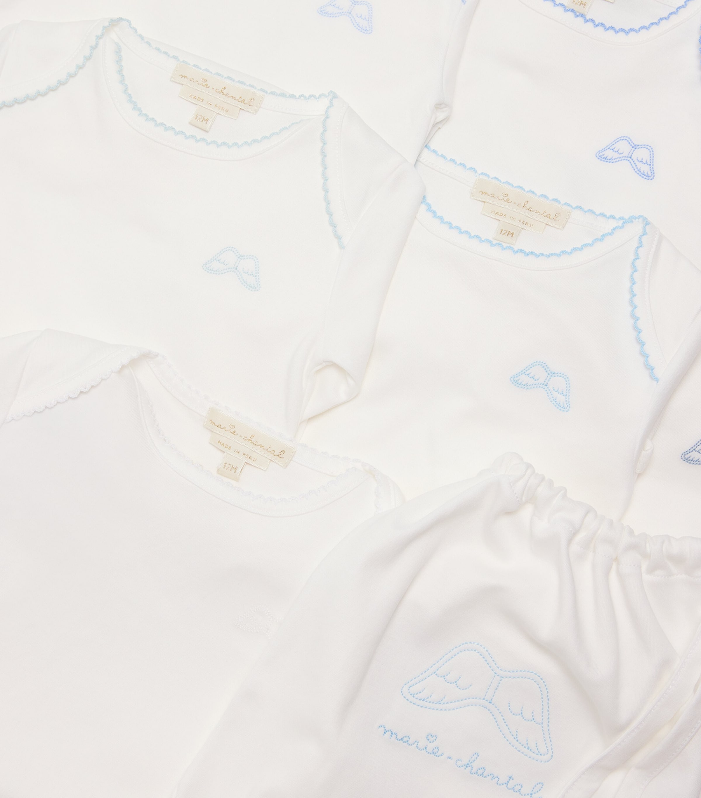 Pack of 7 Pima Cotton Angel Picot Bodysuits (0-18 Months) BLUE Image 3