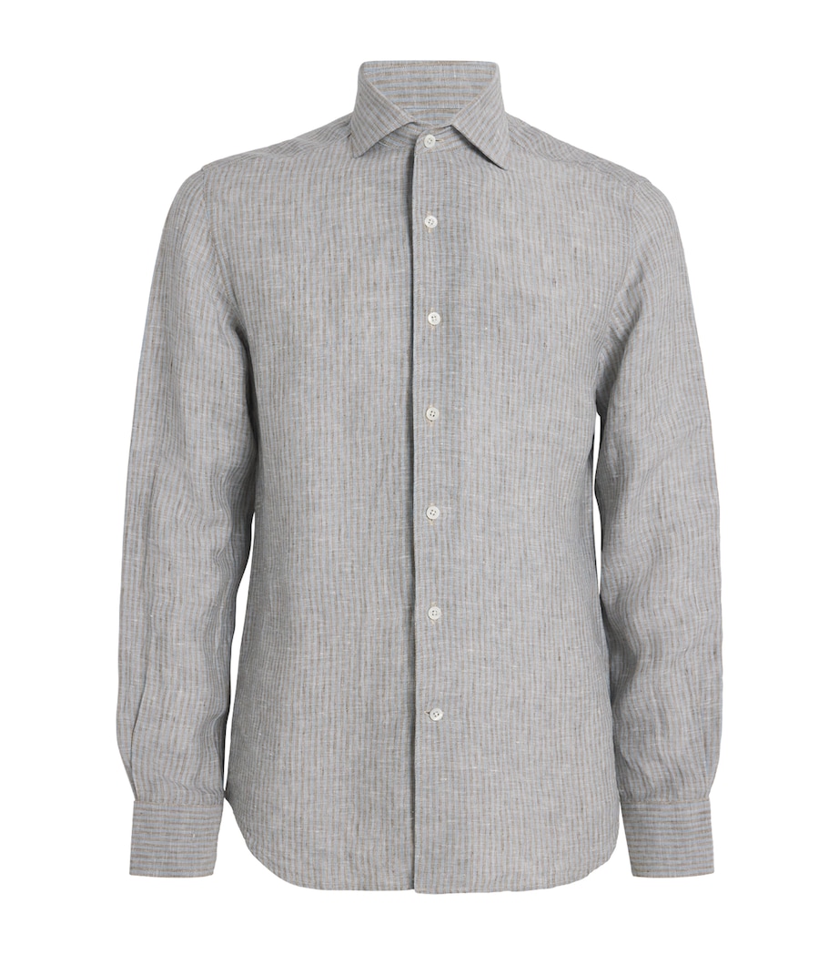 Linen Stripe Shirt 01 NAVY BLUE Image 1