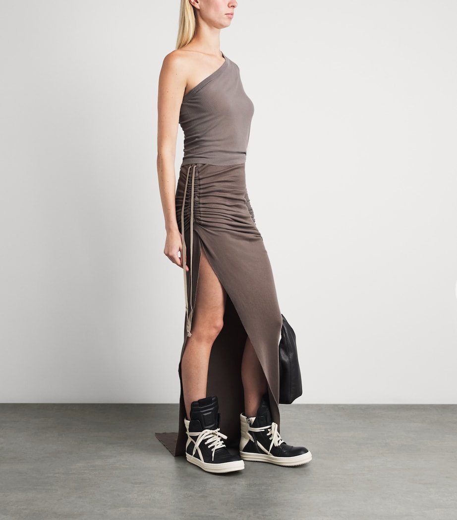 Rick Owens Womens Cotton Edfu Gathered Maxi Skirt Dust Image 2
