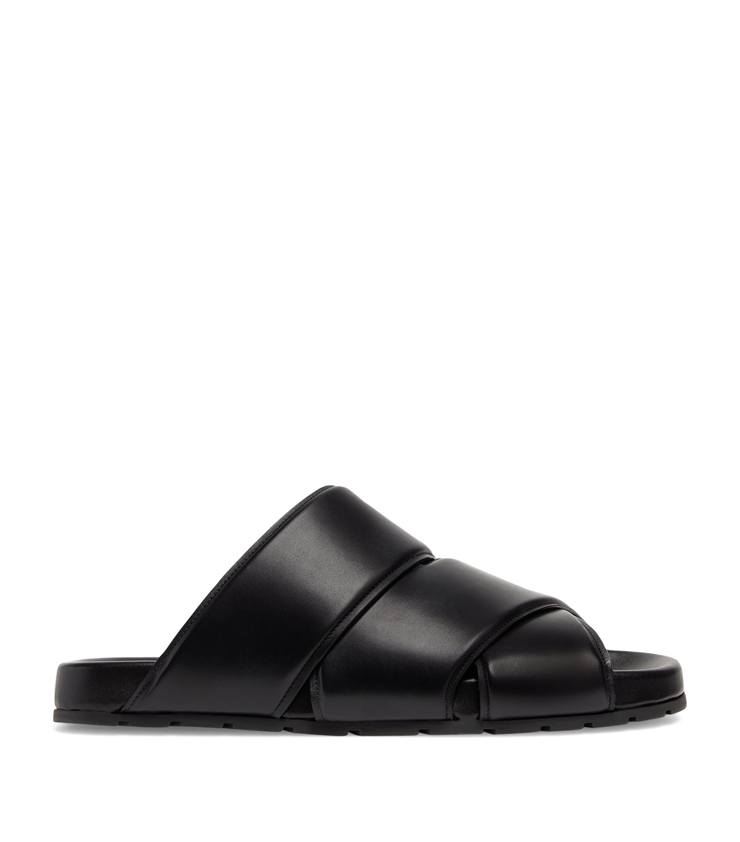 Shop Bottega Veneta Leather Slides In Black