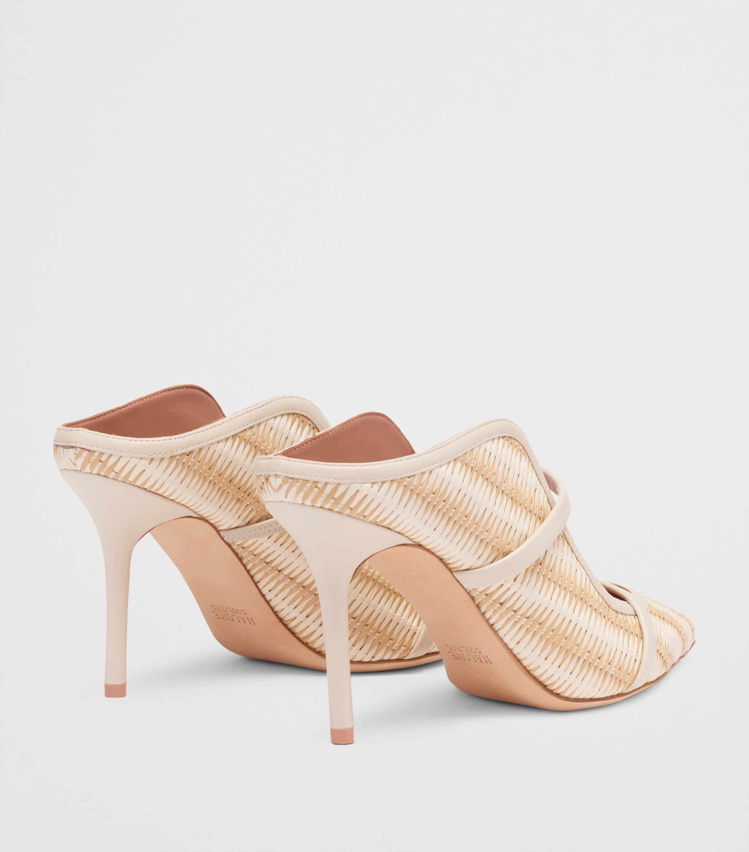 Malone Souliers Raffia Maureen Heeled Mules 85 Cream Image 4