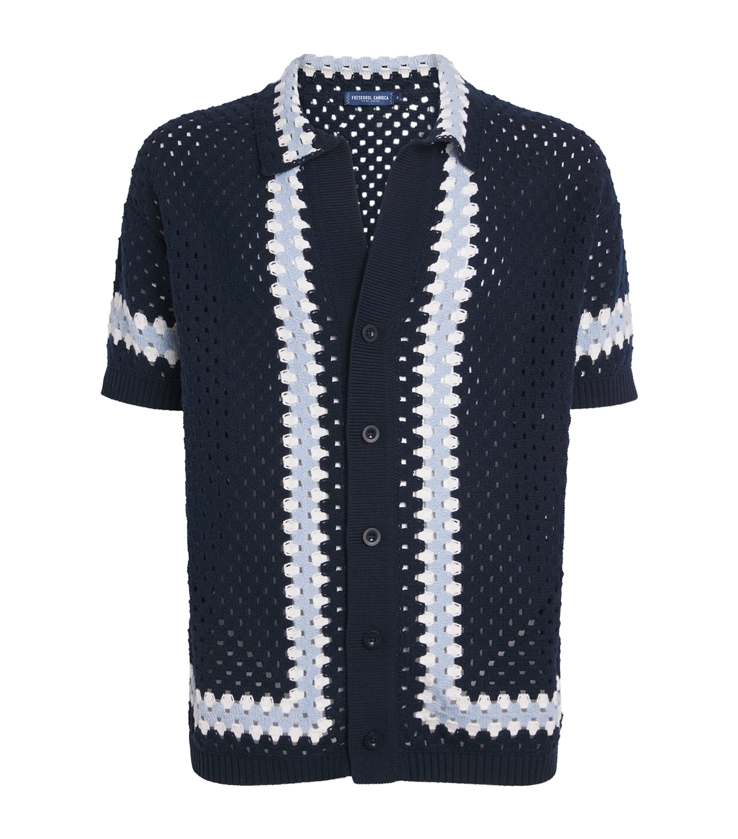 Cotton Crochet Marques Cardigan 683-NAVY Image 1