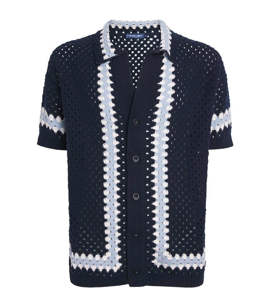 Cotton Crochet Marques Cardigan 683-NAVY Image 1