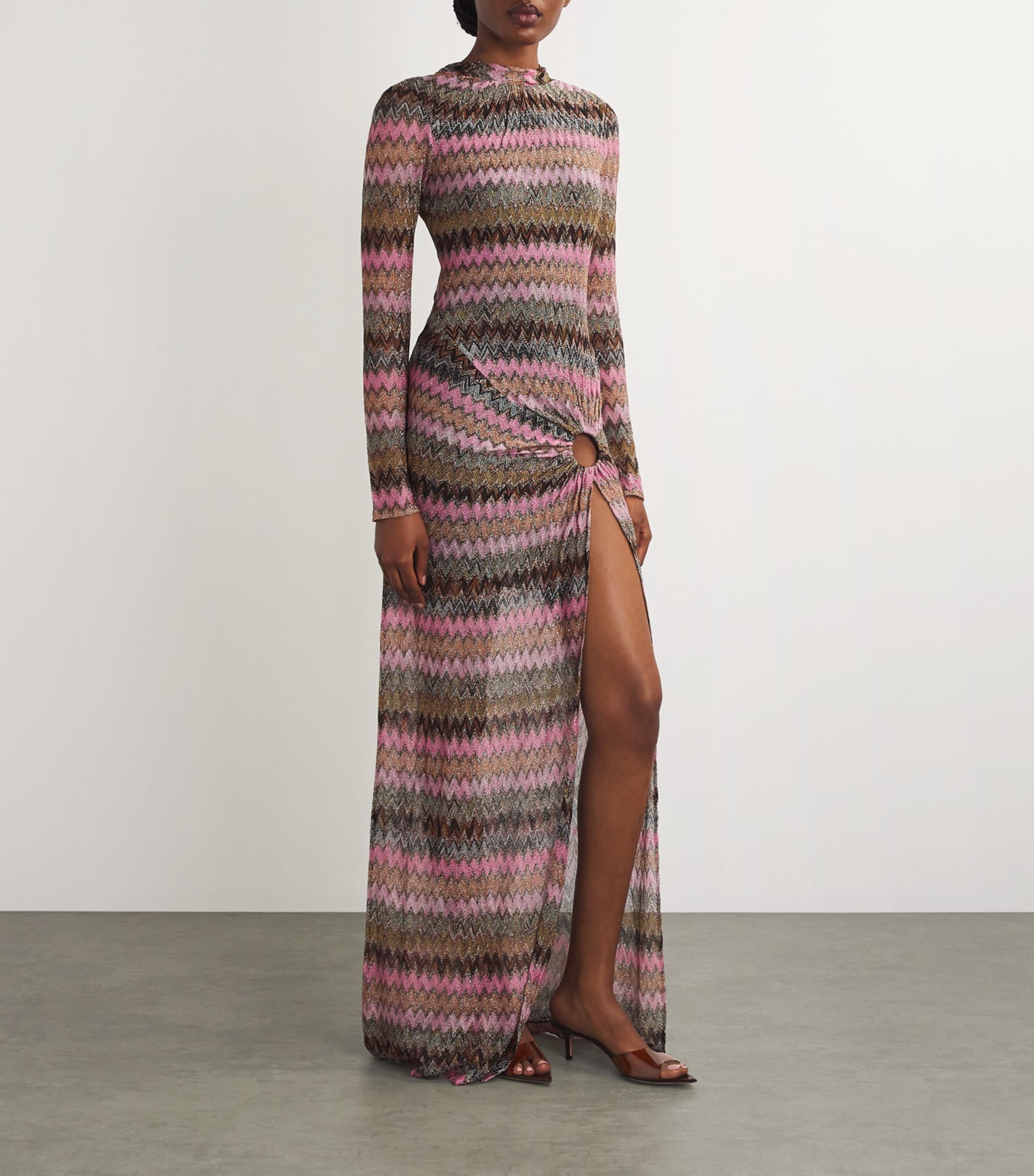 Glass Vernice Heeled Mules 55 BROWN Image 5