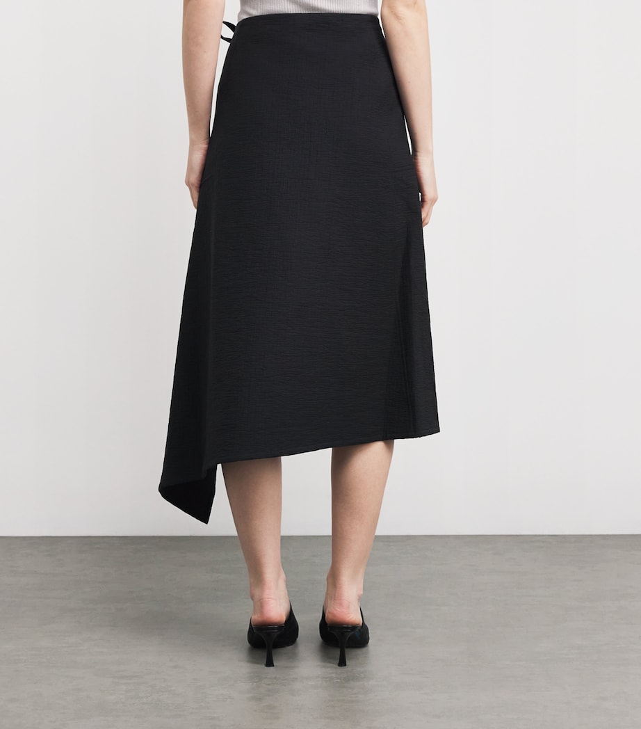Cotton Wrap Midi Skirt 001BLACK Image 4