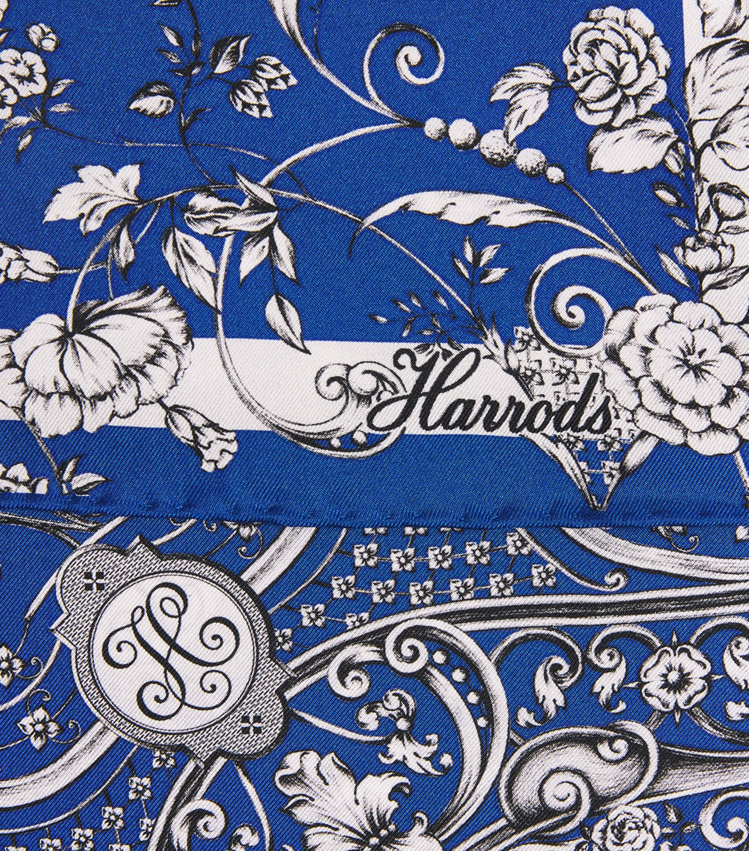 Silk Gilded Butterfly Print Scarf BLUE Image 6