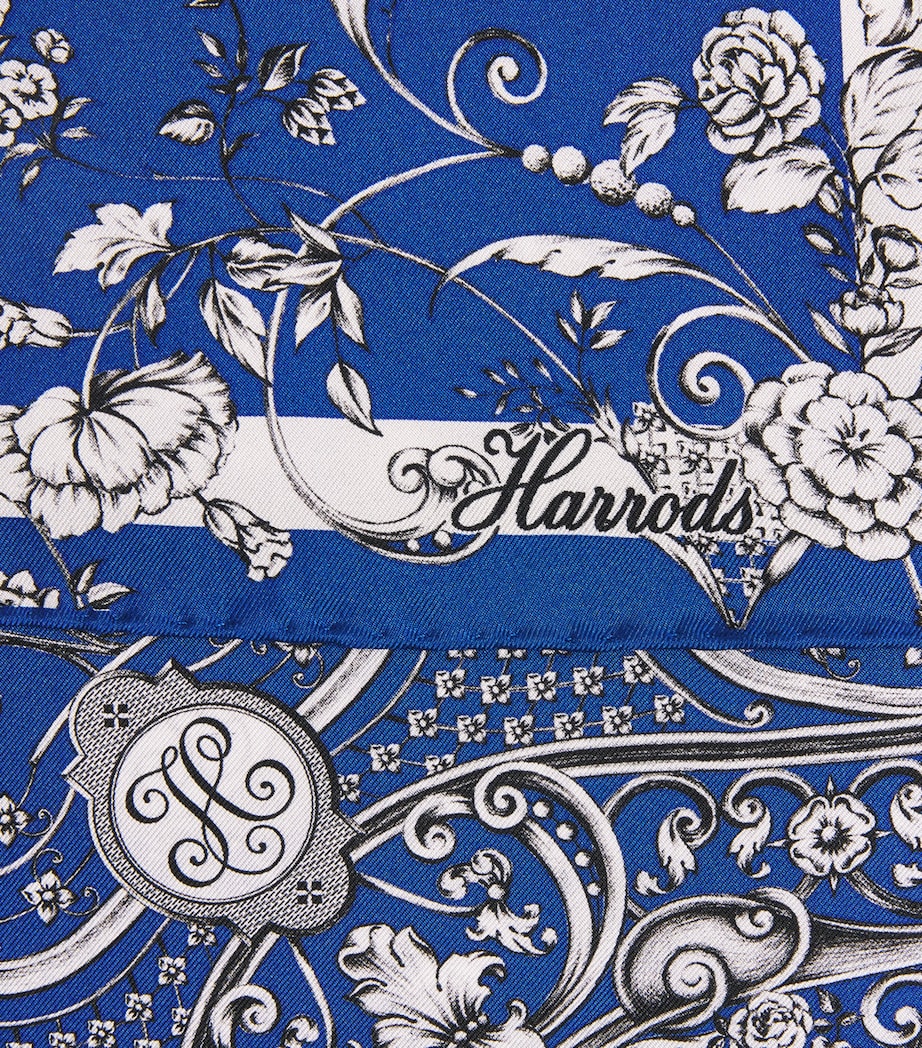 Silk Gilded Butterfly Print Scarf BLUE Image 6