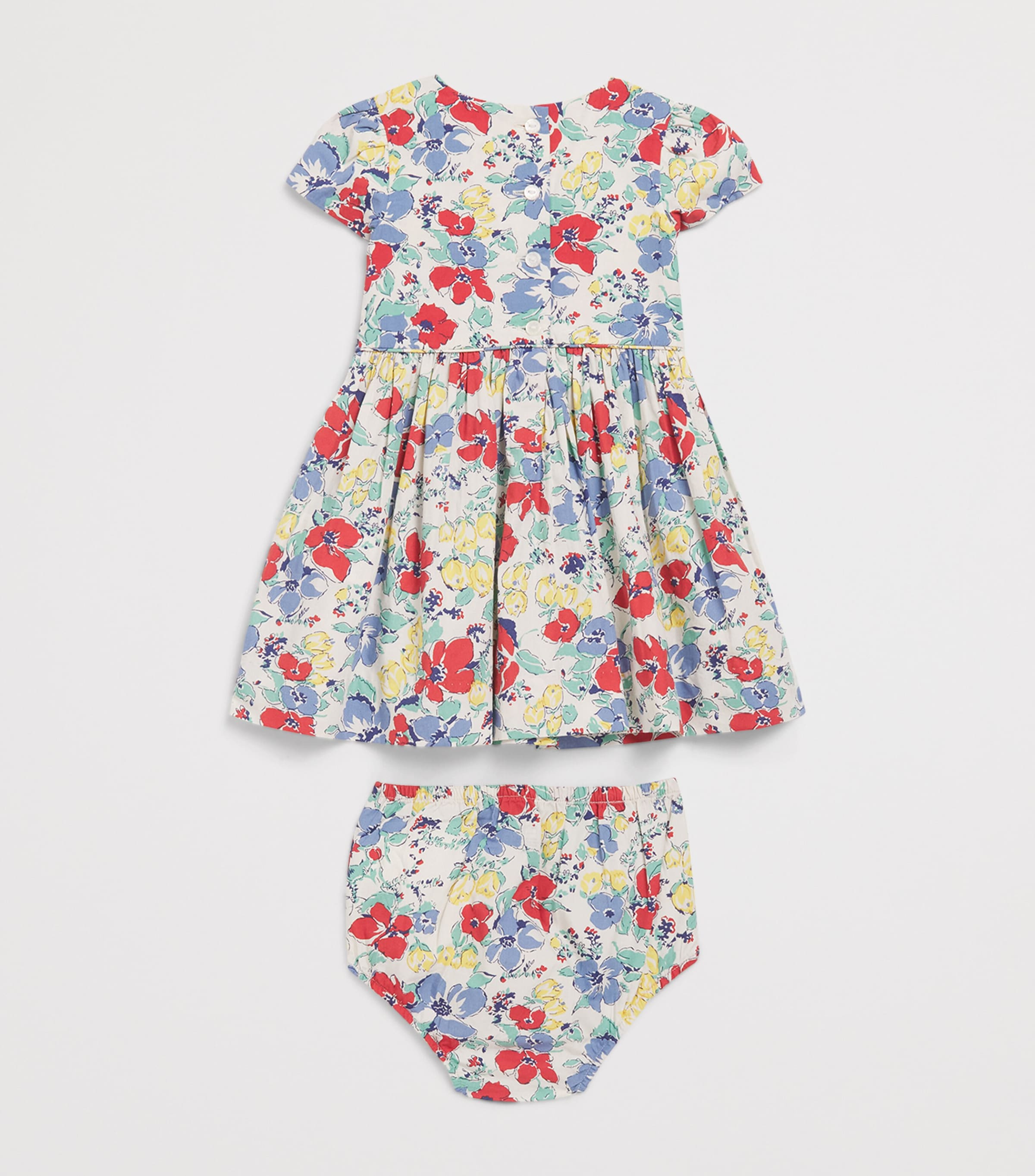 Ralph Lauren Kids Floral Print Dress and Bloomers Set (3-24 Months) Blue Multi Image 2