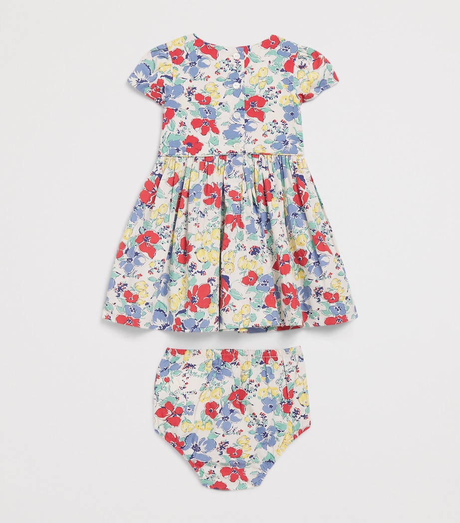 Ralph Lauren Kids Floral Print Dress and Bloomers Set (3-24 Months) Blue Multi Image 2