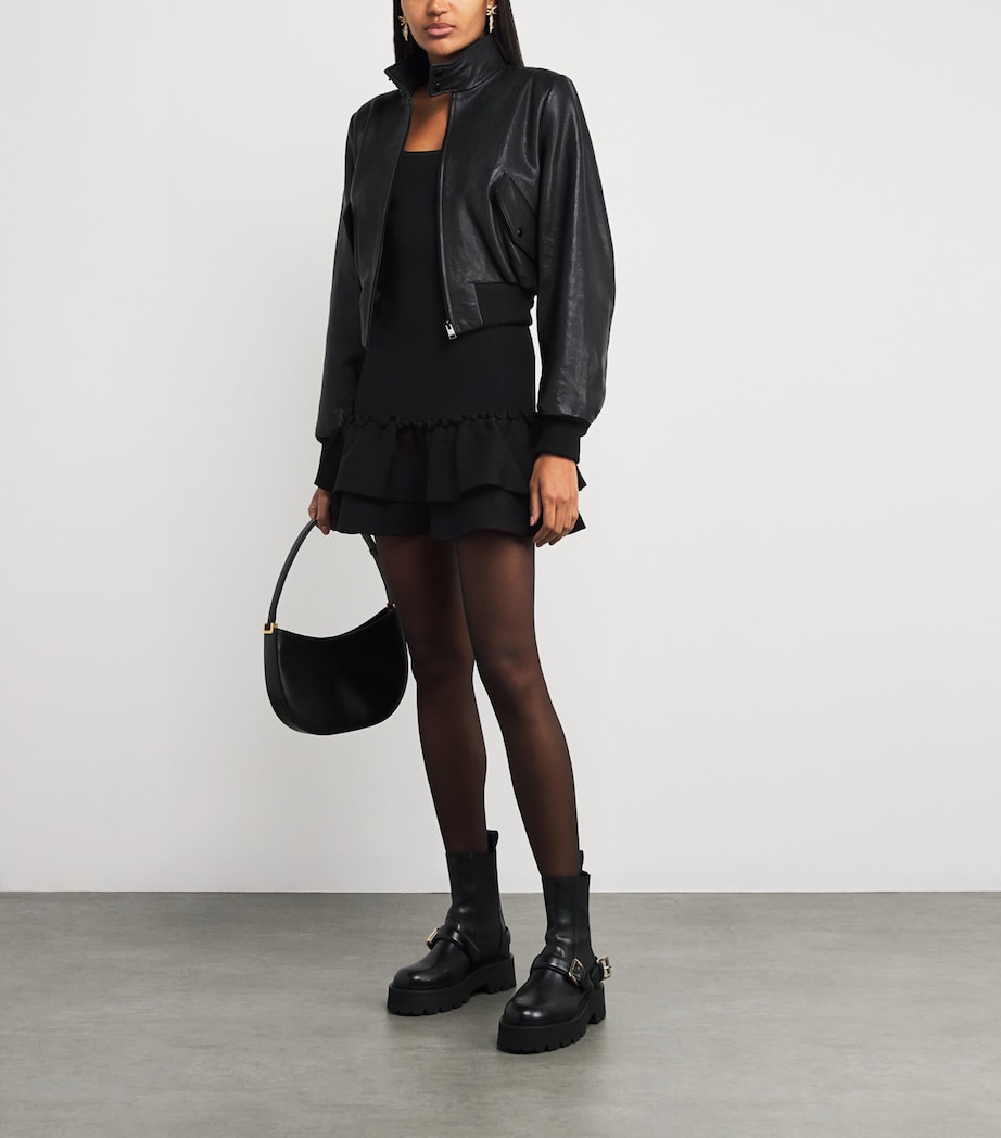 Ruffled Mini Dress BLACK Image 2