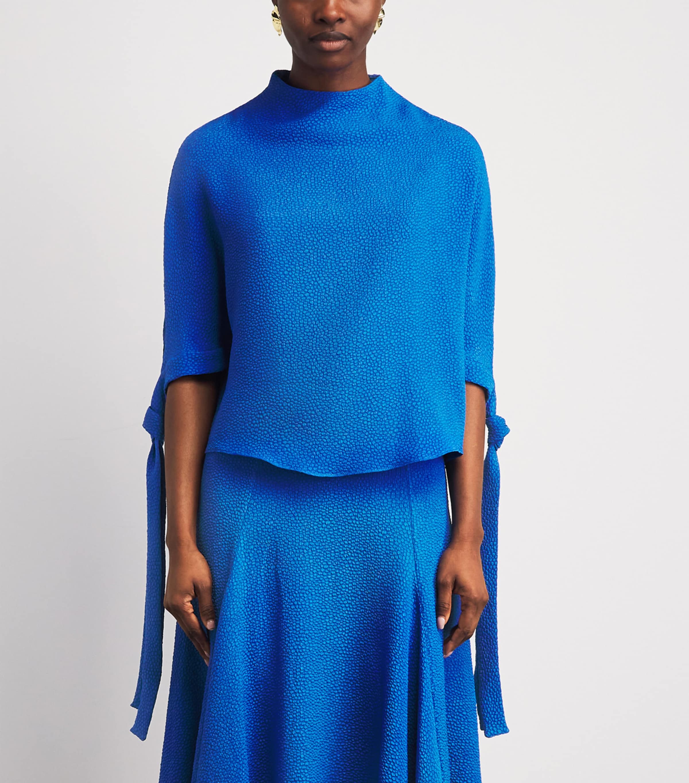Edeline Lee Womens Jacquard Pedernal Top Royal Blue Image 4