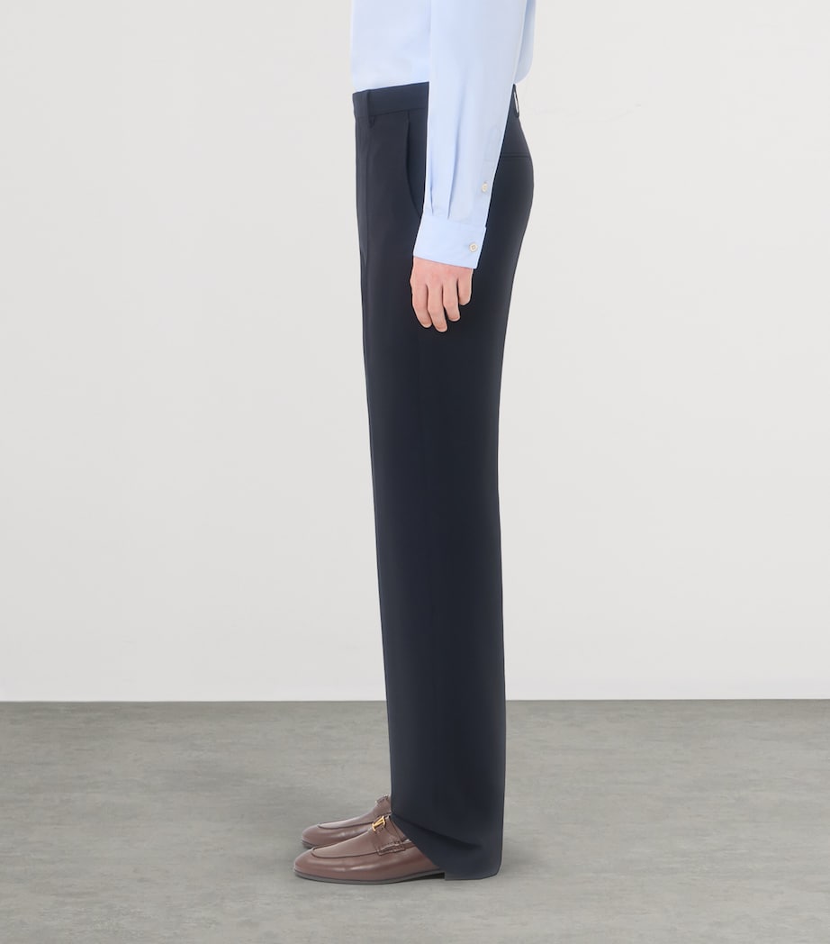 Valentino Mens Virgin Wool Pleated Trousers Image 4