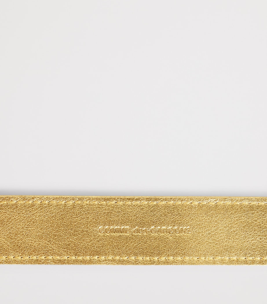 Comme Des Garçons Wallet Metallic Leather Buckle Belt Gold Image 5
