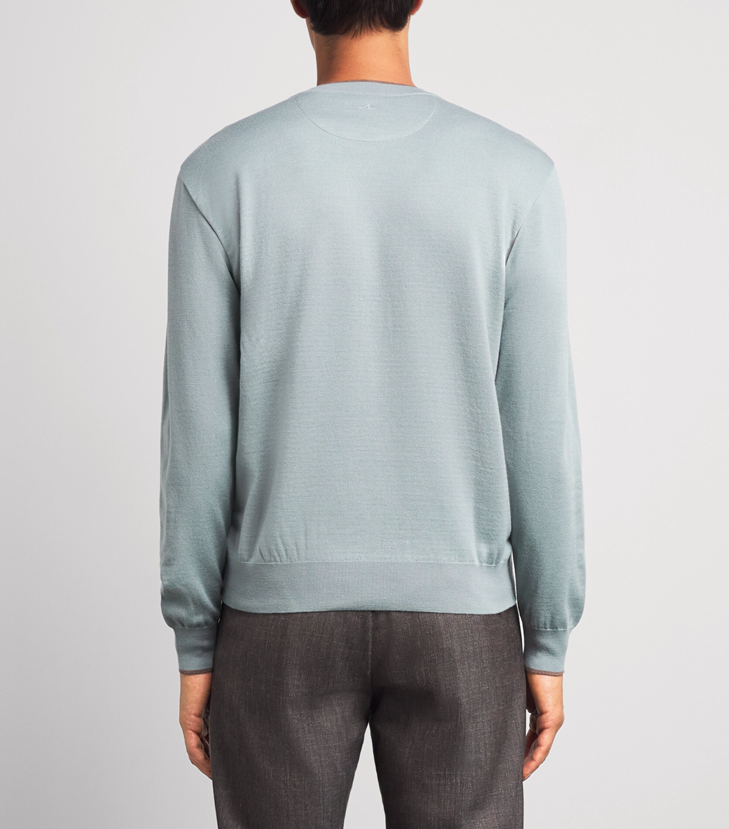 Paul & Shark Mens Virgin Wool-Silk Crew-Neck Sweater Grey Green Image 5