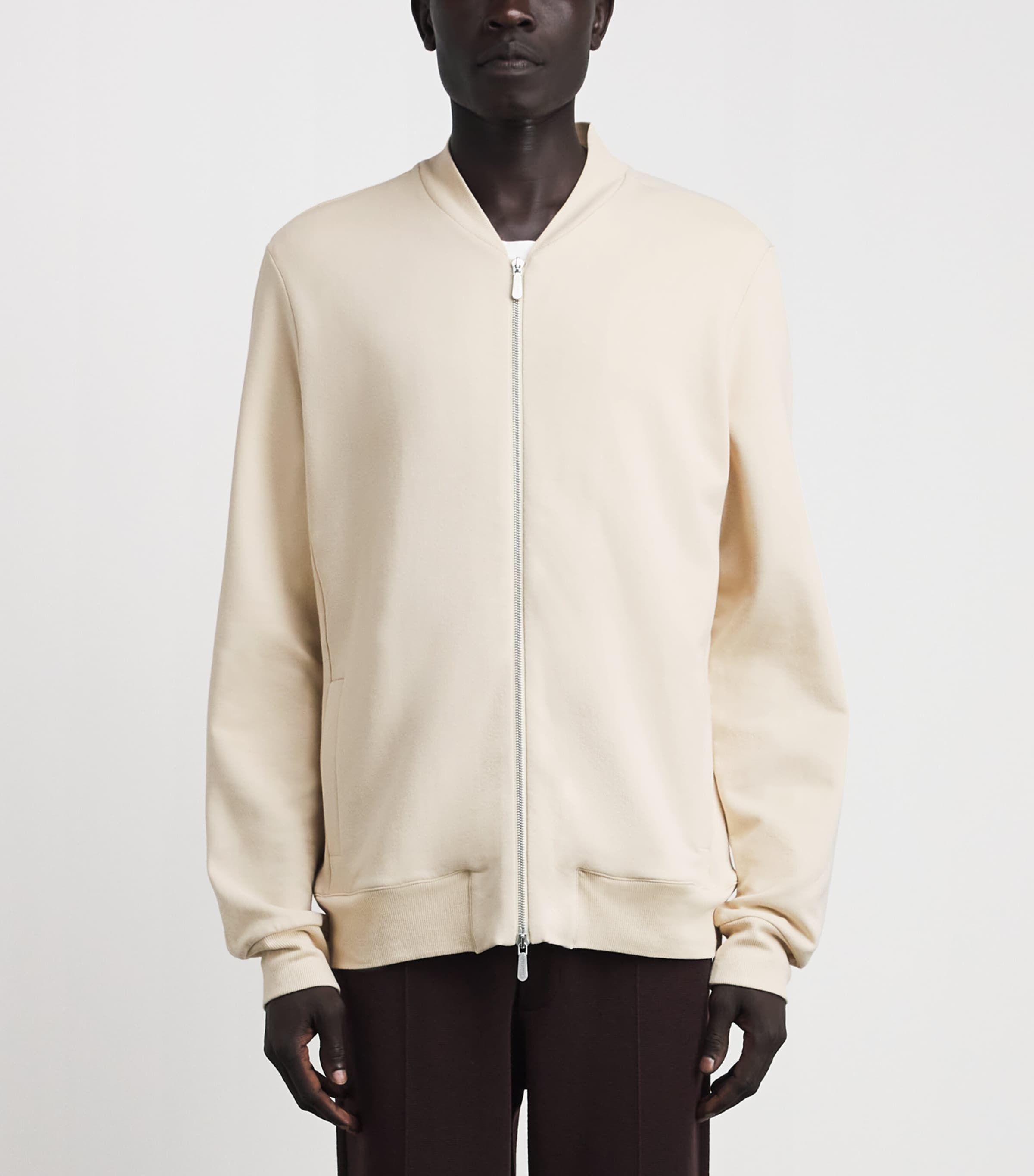 Zimmerli Mens Winter Lounge Zip-Up Jacket Beige Image 4