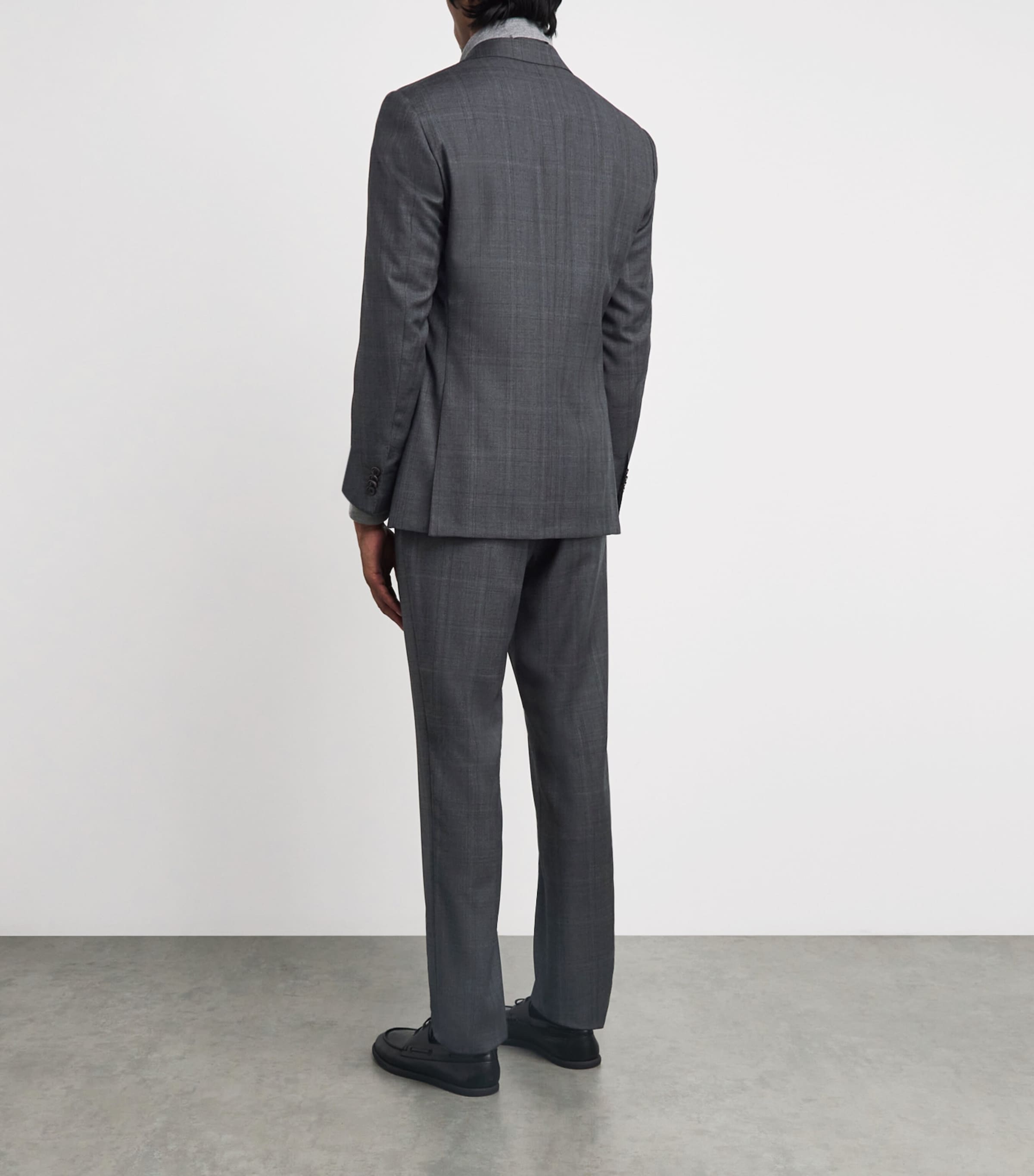 Corneliani Mens Wool 2-Piece Suit Gry Melange Drk Image 4