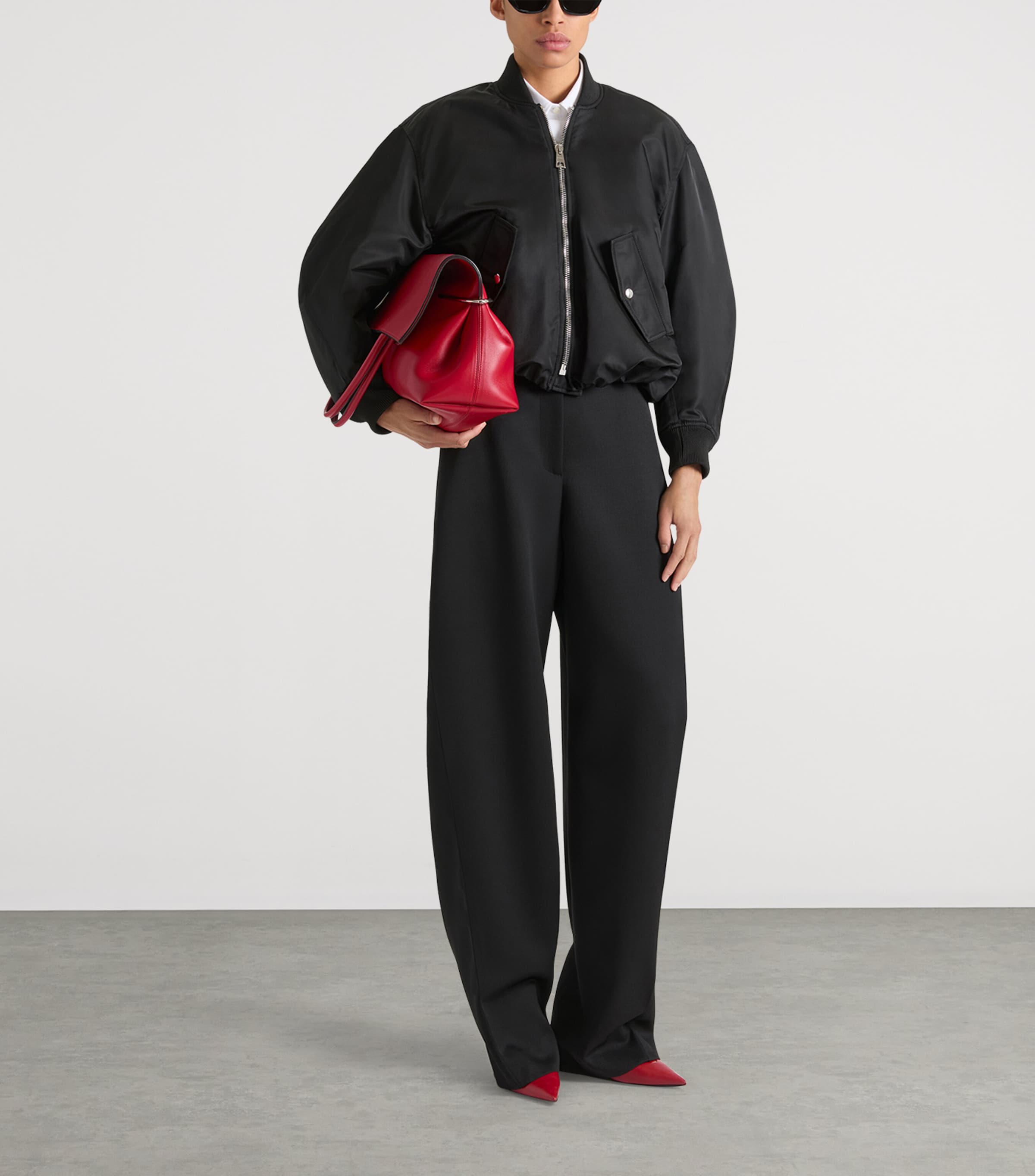 Cropped Bomber Jacket BLACK Image 2