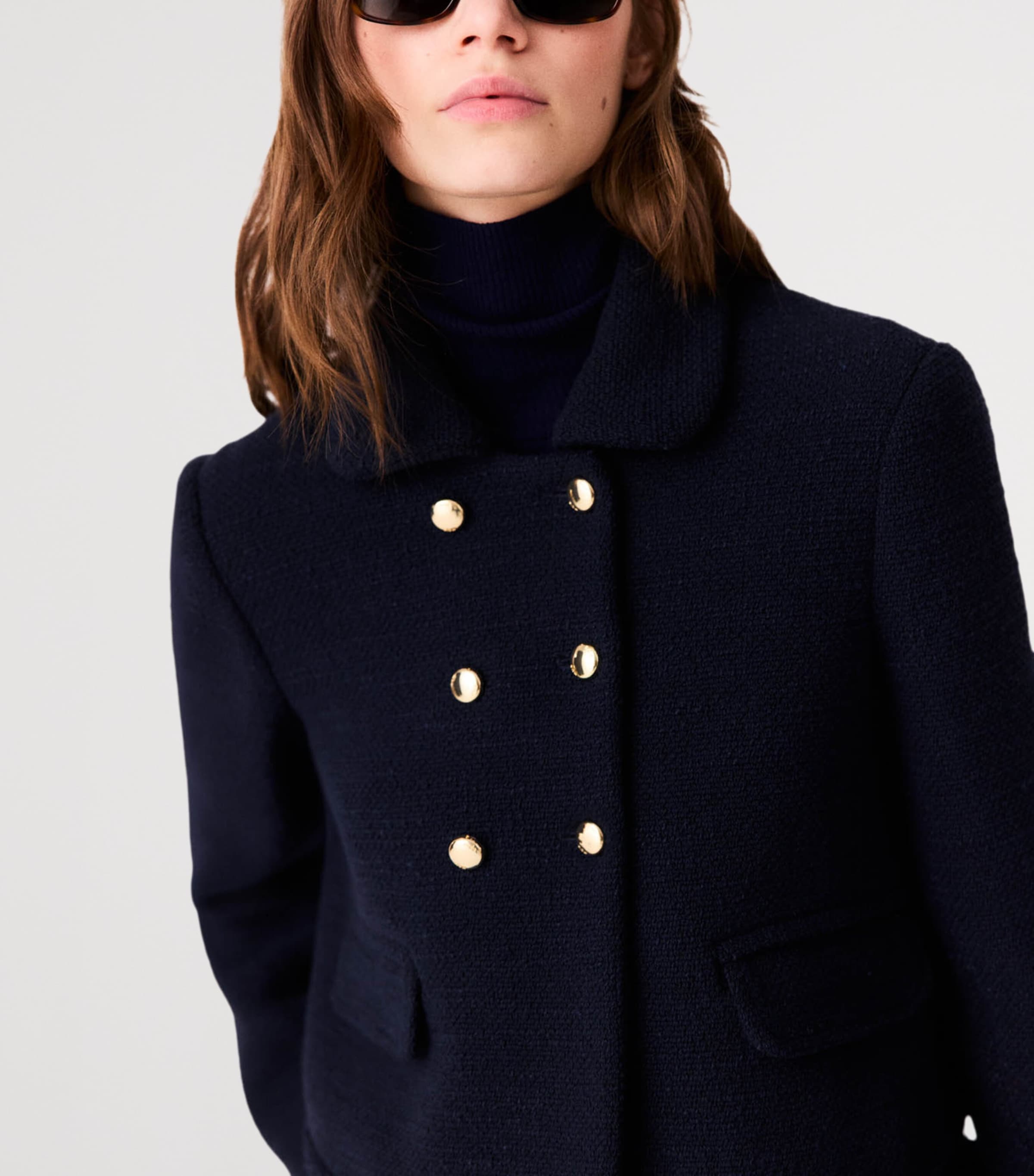 Maje Womens Tweed Cropped Jacket Navy Image 7