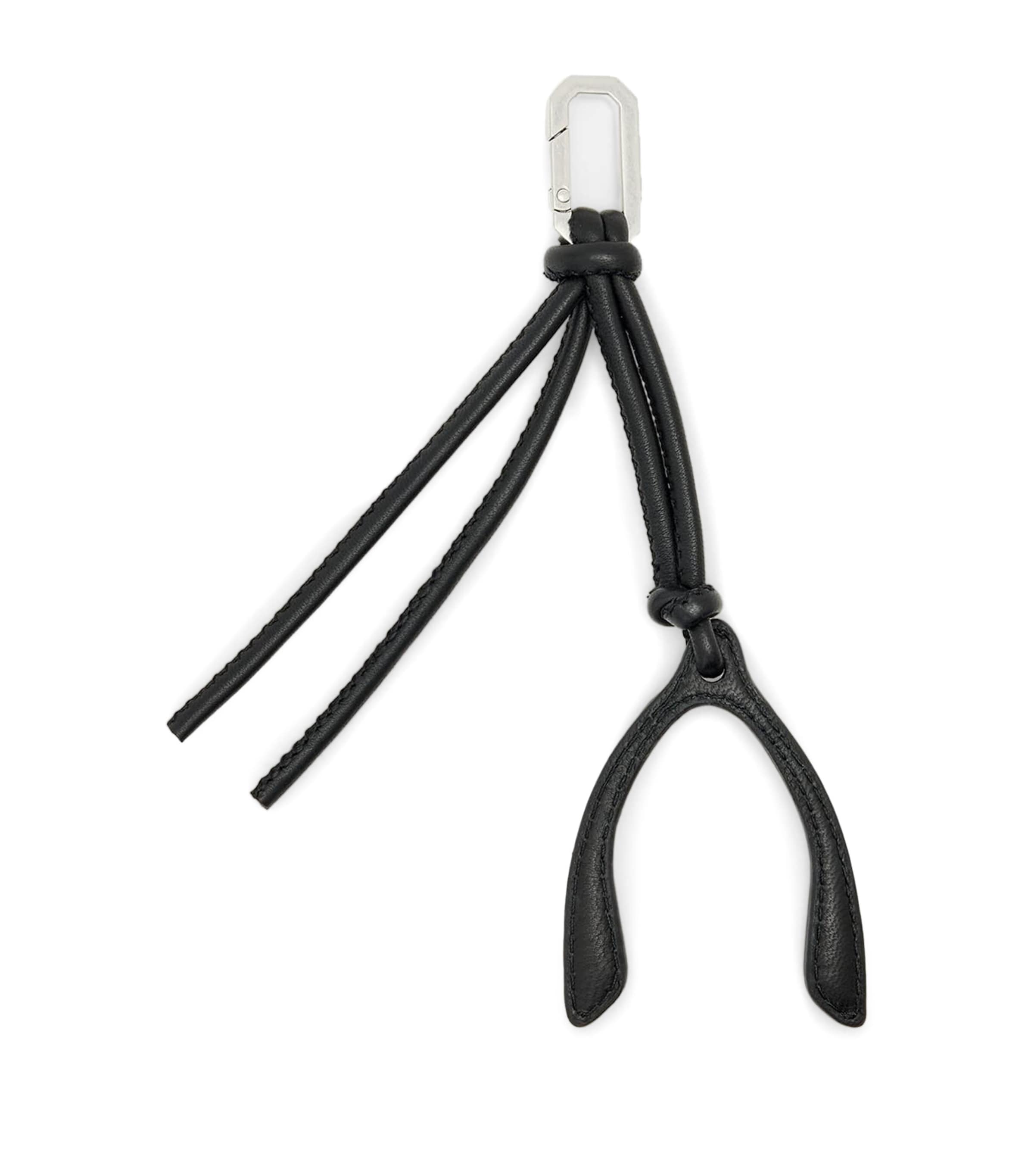 AllSaints Leather Wishbone Keyring Black Image 1