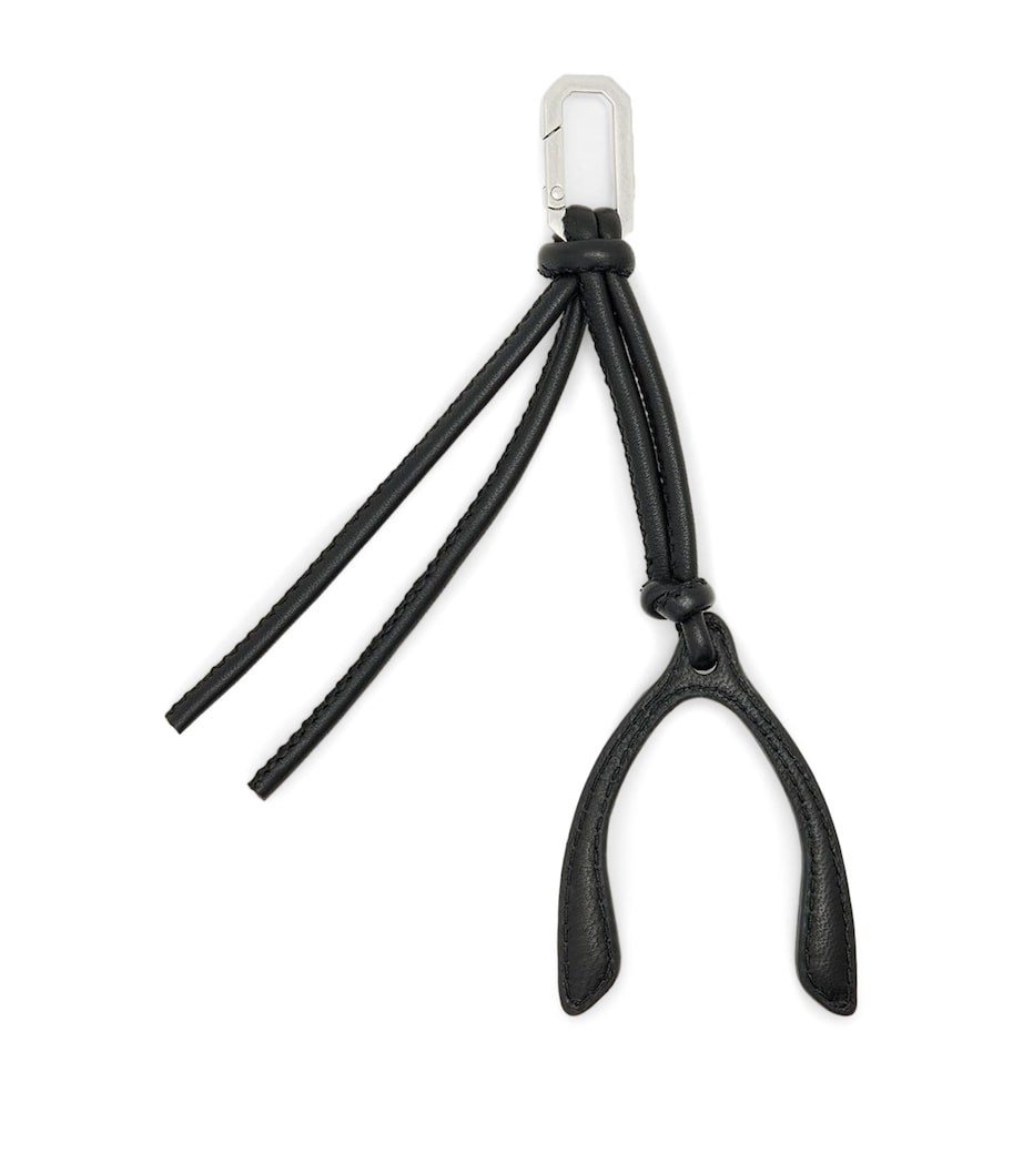 AllSaints Leather Wishbone Keyring Black Image 1