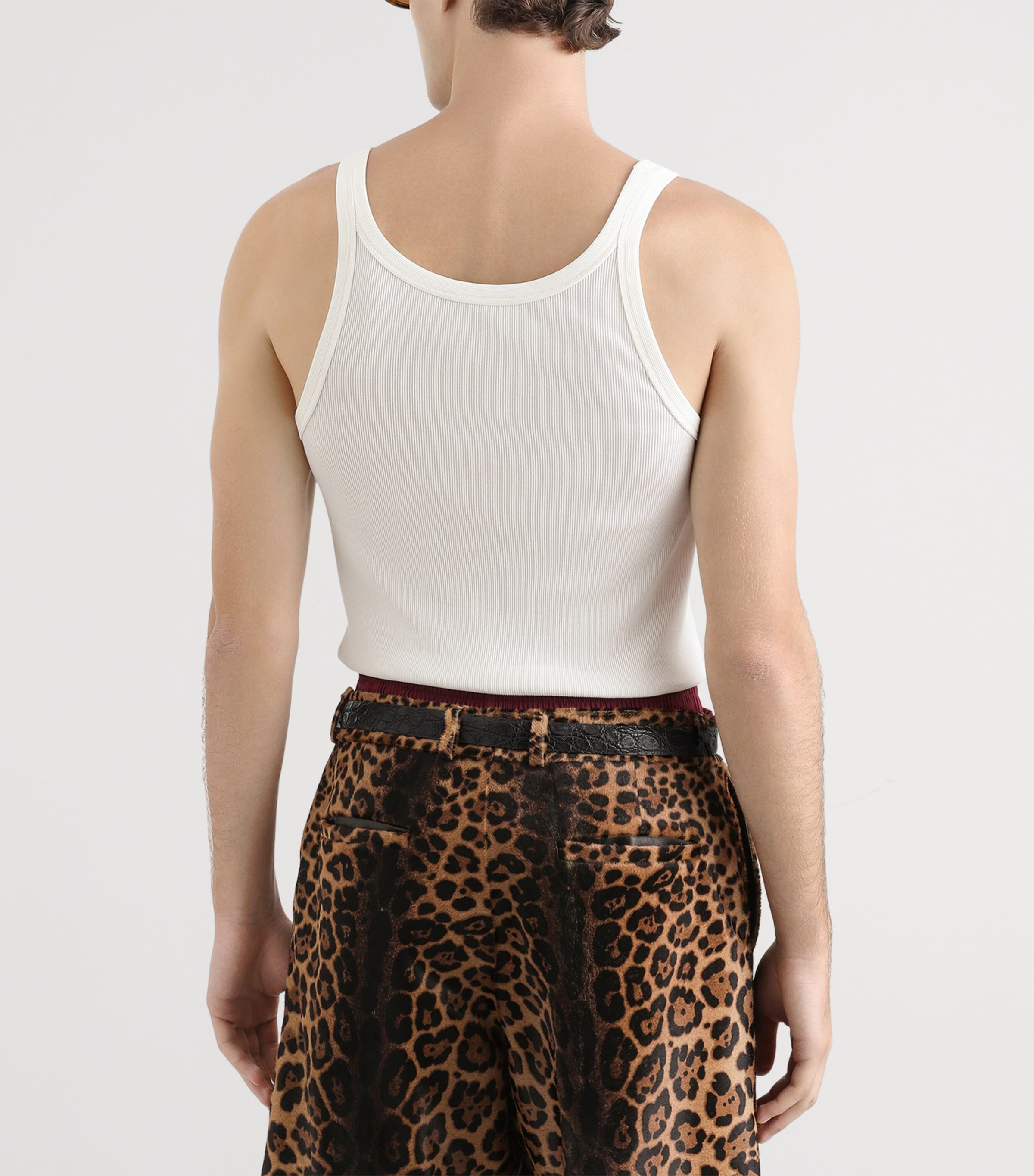 Dolce&Gabbana Mens Cotton Ribbed Logo Tank Top Opti Image 4