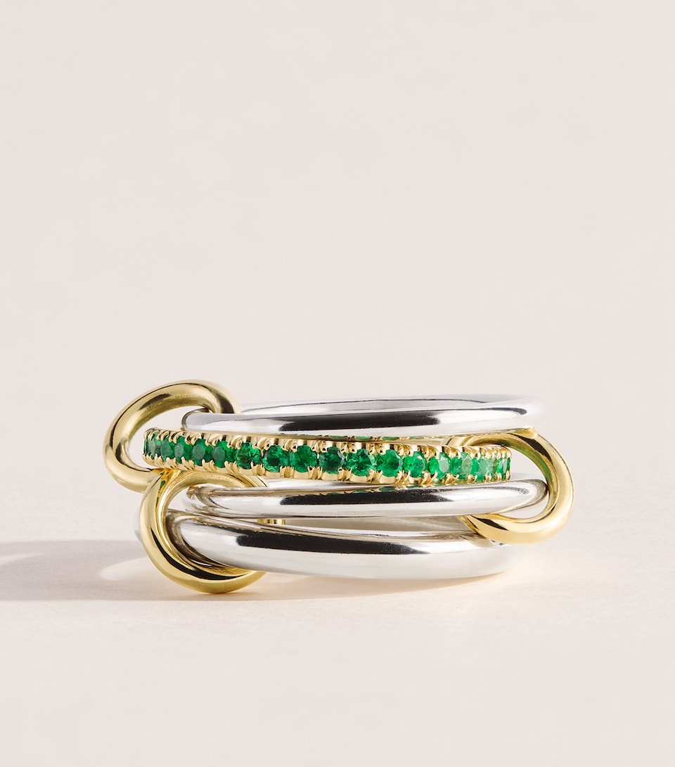 Spinelli Kilcollin Sterling Silver, Yellow Gold and Emerald Nimbus Ring Silver