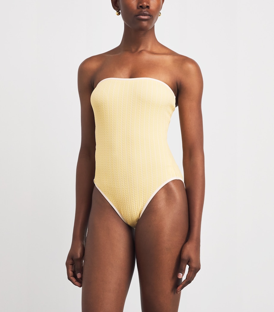 Eres Womens Chevron Golden Strapless Swimsuit Solaire Citron Image 3