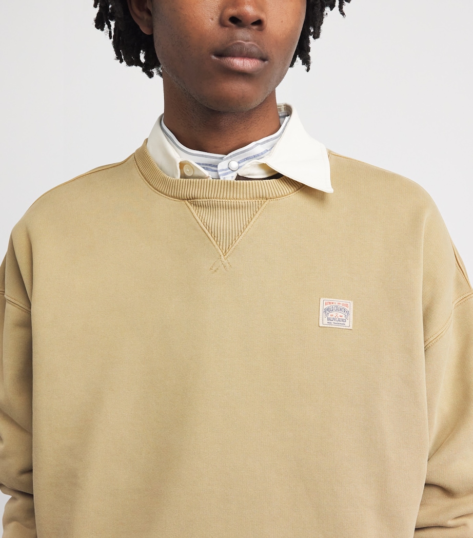 Polo Ralph Lauren Mens Cotton Polo Country Sweatshirt Beige Khaki Image 3