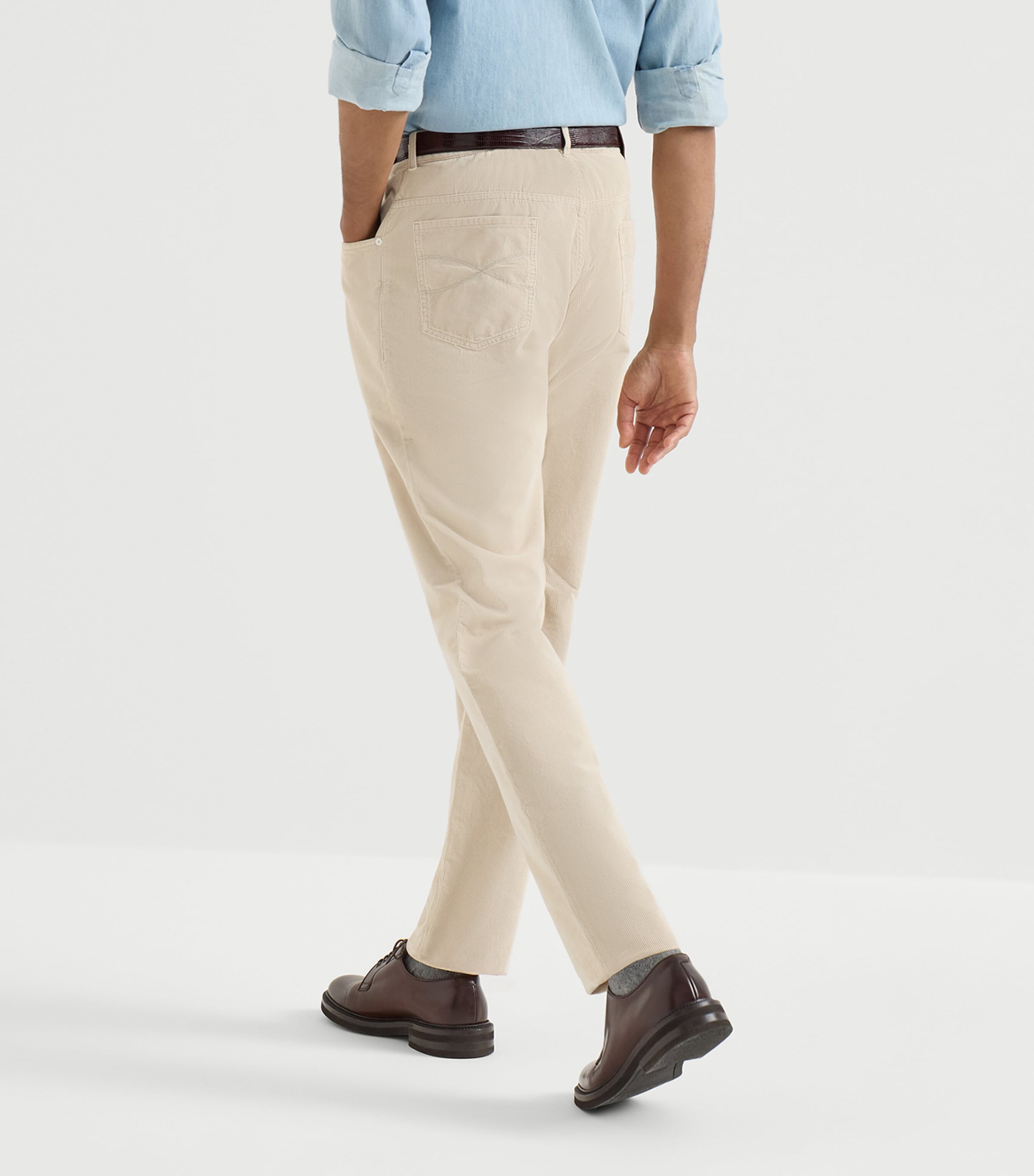 Brunello Cucinelli Mens Cotton Canvas Straight Trousers Sand Image 5