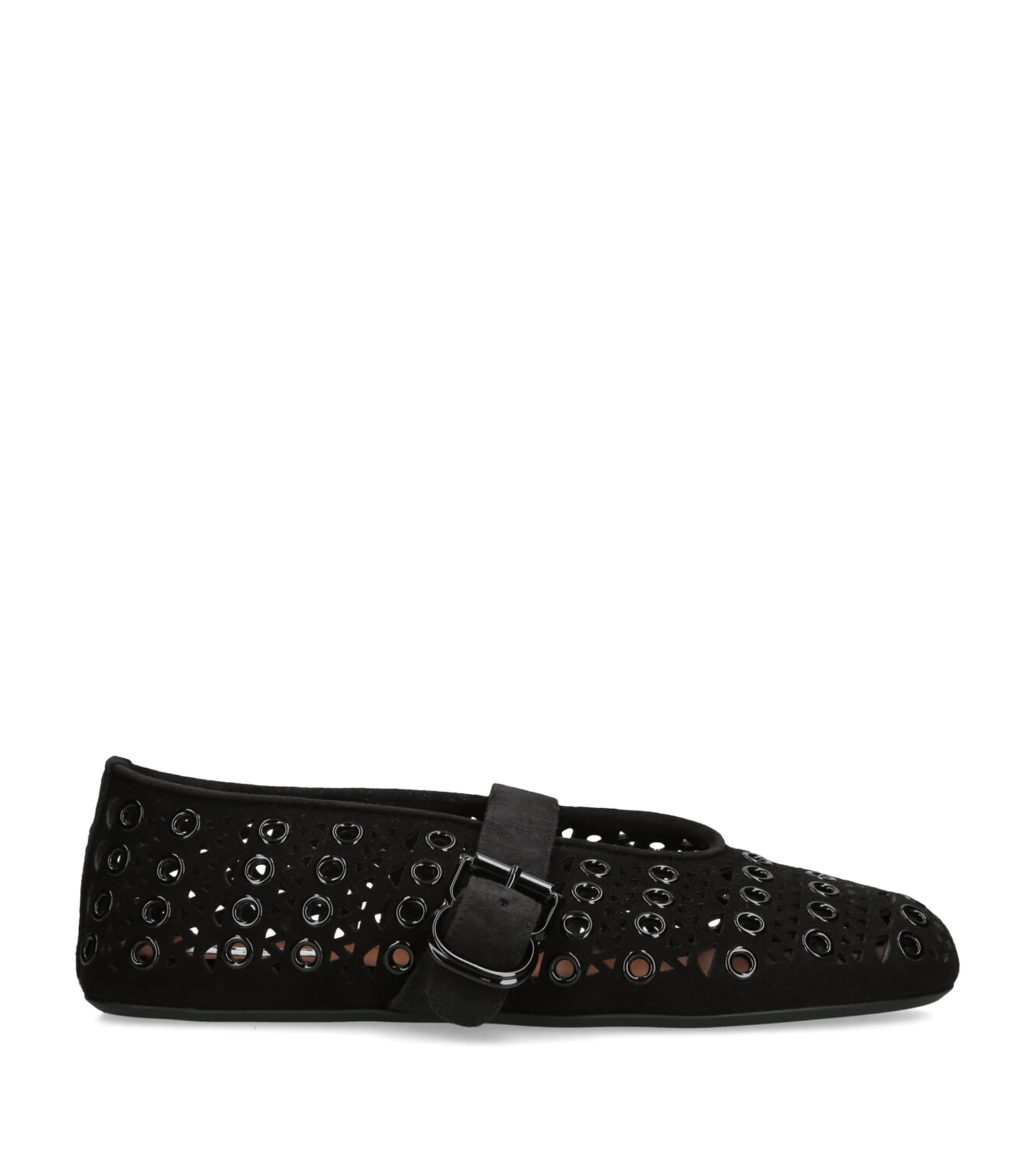 Alaïa Suede Vienne Ballet Flats In Black