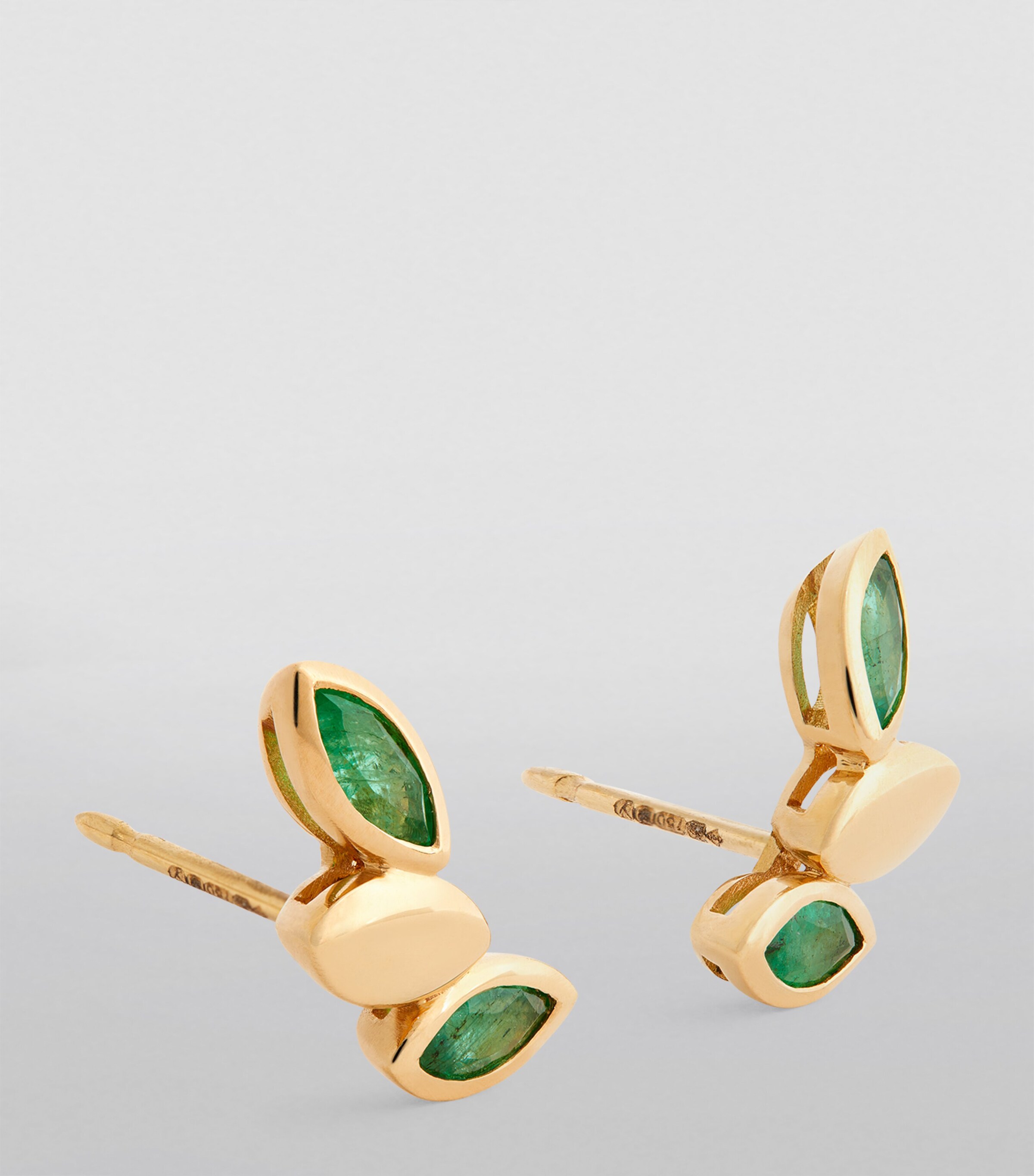 Yellow Gold and Emerald Navette Earrings YELLOW GOLD Image 2