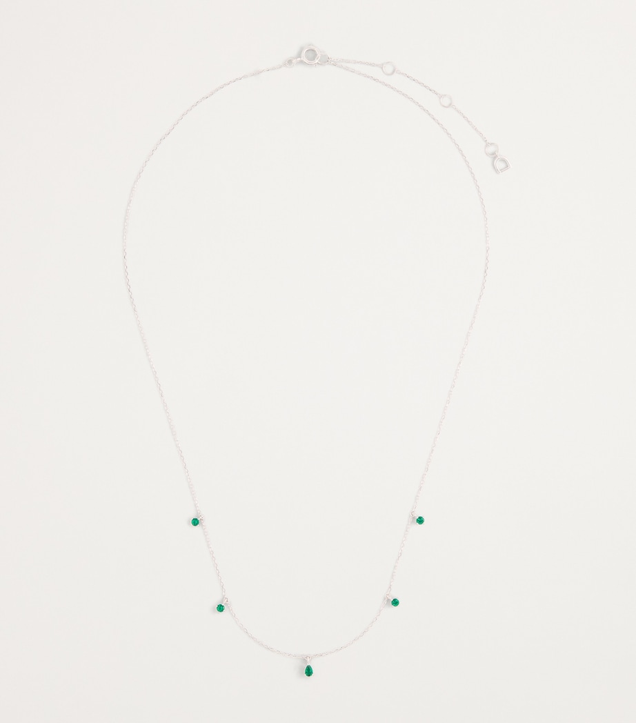 White Gold and Emerald Charm Necklace WHITE GOLD Image 3