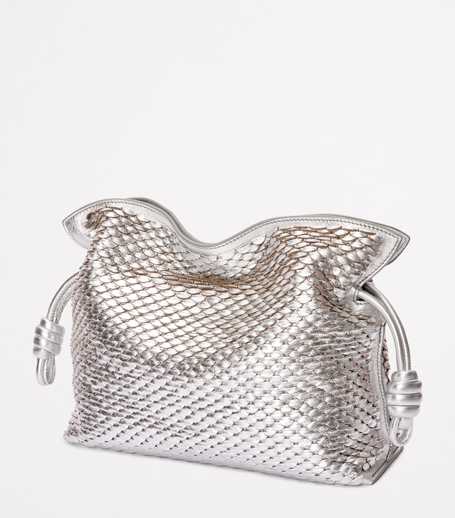EXCLUSIVE Medium Leather Scales Flamenco Clutch SILVER Image 2