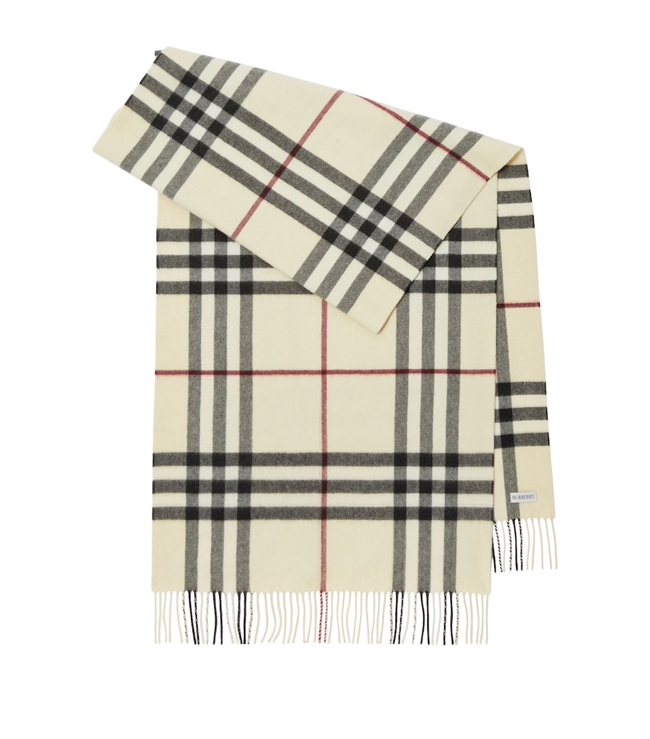 Cashmere Wide Check Scarf STONE Image 1