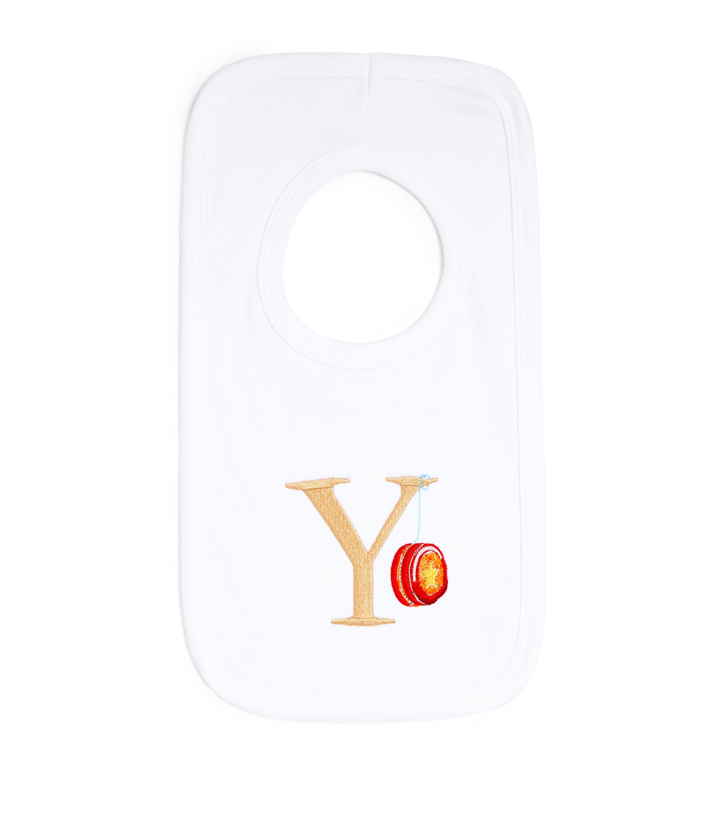 PAINT MY DREAMS Cotton 'Y' Monogram Bib White Image 1