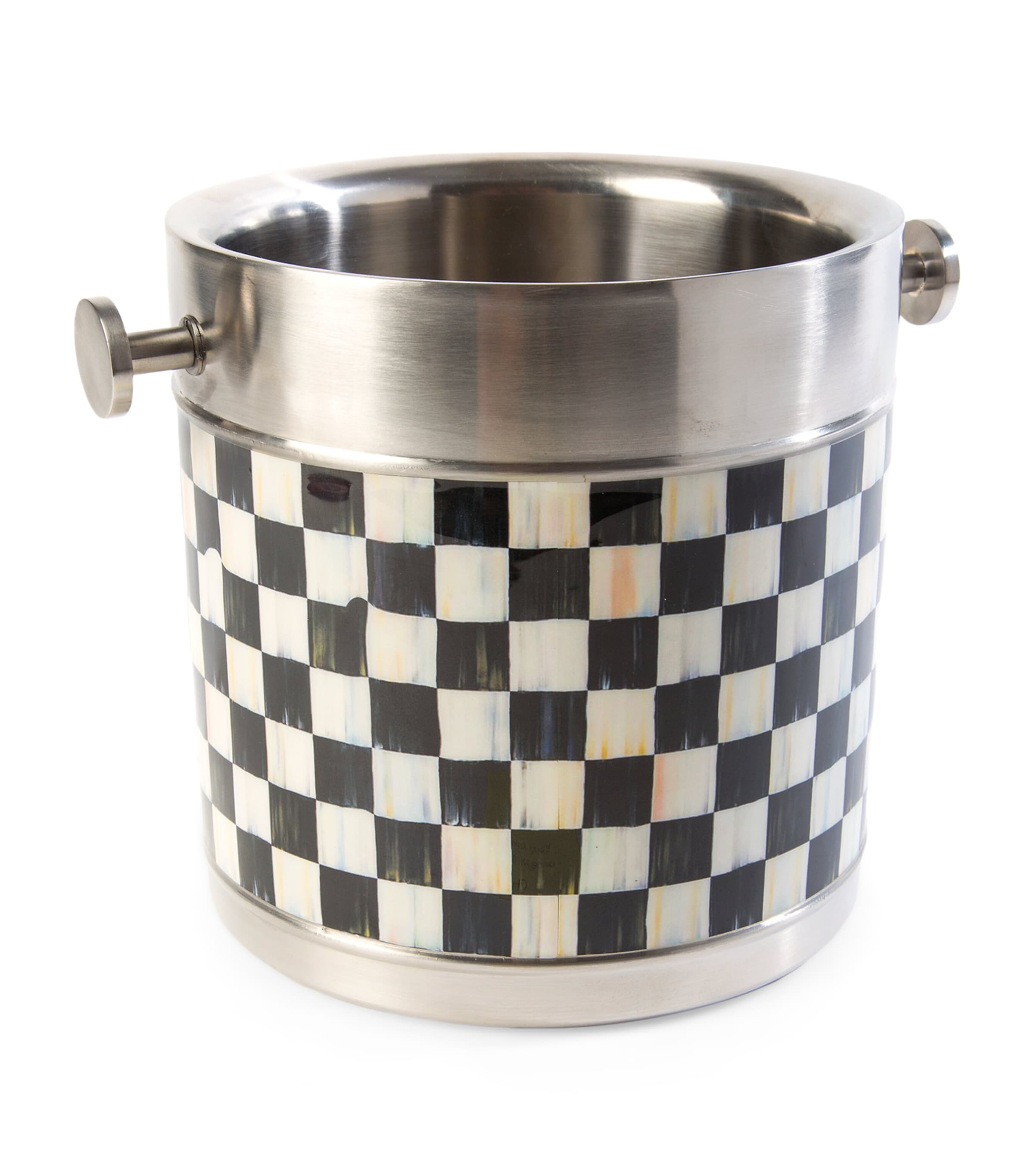 MacKenzie-Childs Stainless Steel Courtly Check Ice Bucket (18cm) | Dining | Barware | Ice Buckets & Wine Coolers | Designers | Mackenzie Childs
